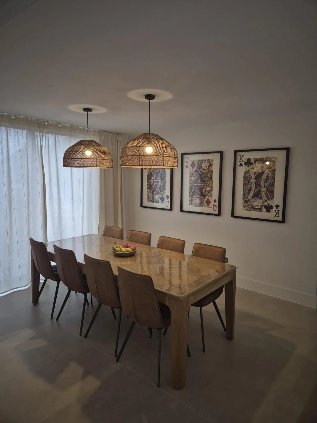 Feature pendants over dining area