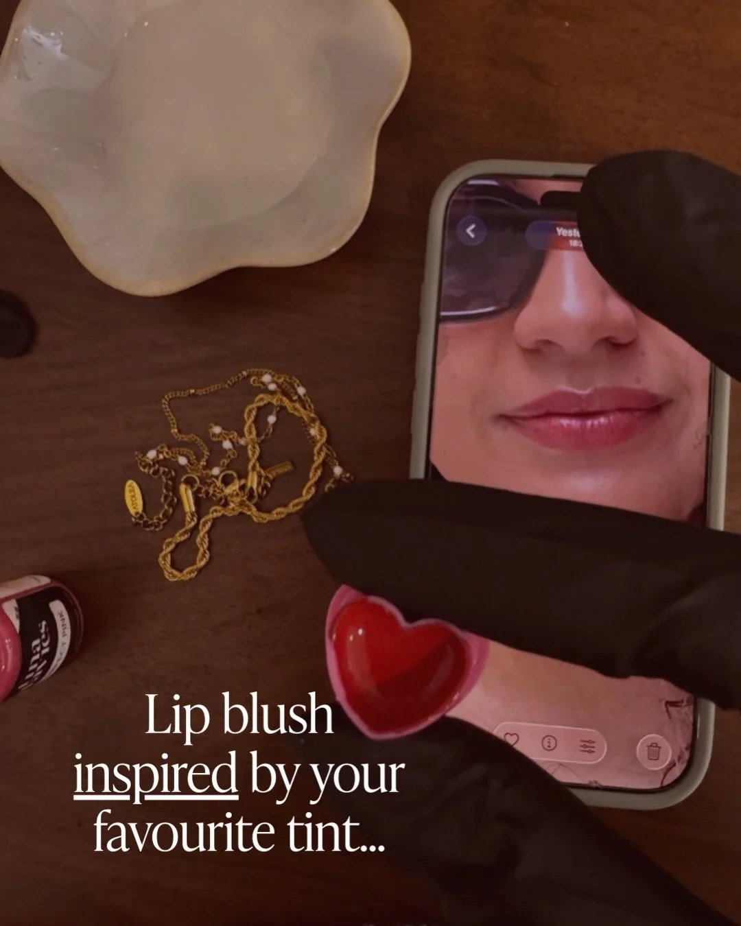 Better than that viral lip stain you keep seeing on TikTok 🤭 the inspo &rarr; the before &rarr; mapped &rarr; after

My client came to me wanting something very similar to her favourite lip tint, a warm toned pink. We used this as the inspo to mix u