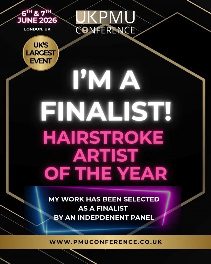 Pinch meee 🤏 I&rsquo;ve been selected as a UK finalist (top 10) for the Hairstrokes category @ukpmuconference 🏆 and I still can&rsquo;t quite believe it. 

I entered the awards with a JFDI mentality (Just F**king Do It 😆)&hellip; I qualified in Ma