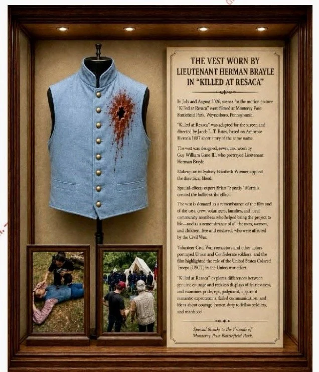 "Legacy & Resources" --  

Guy Gane donated the bloody vest he wore in filming to the Monterey Paas Battlefield Museum.
