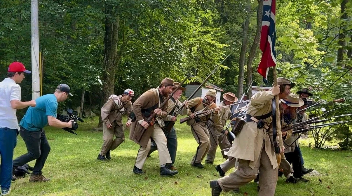 "Gallery -- Filming Photos & Videos" --  

":Confederate soldiers advance during filming