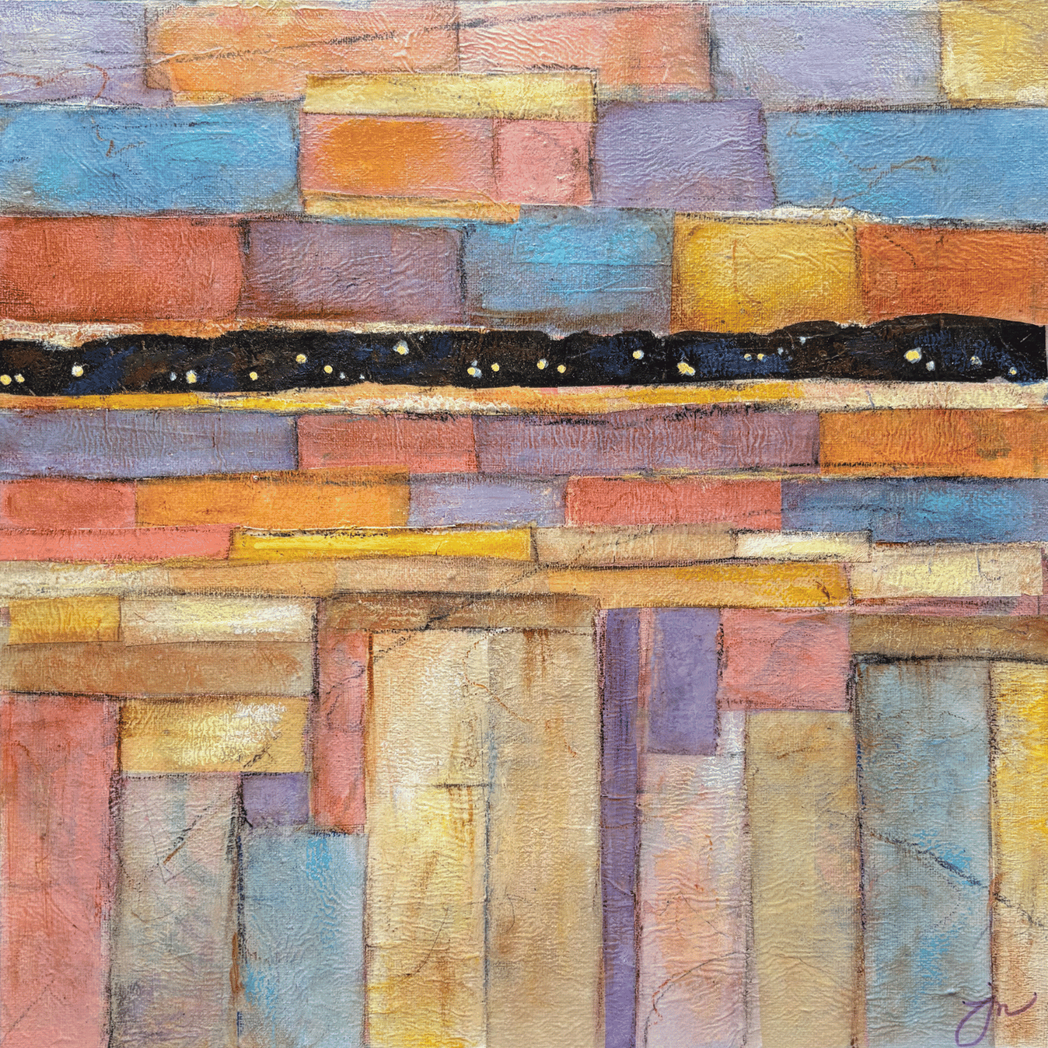 colorful abstract landscape vertical bands sea horizontal bands sky