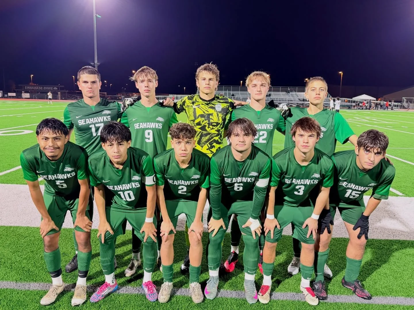 Our starting 11 for tonight&rsquo;s game v. Mosely, LETS GO HAWKS! #swhs #seahawkssoccer #sowalathletics