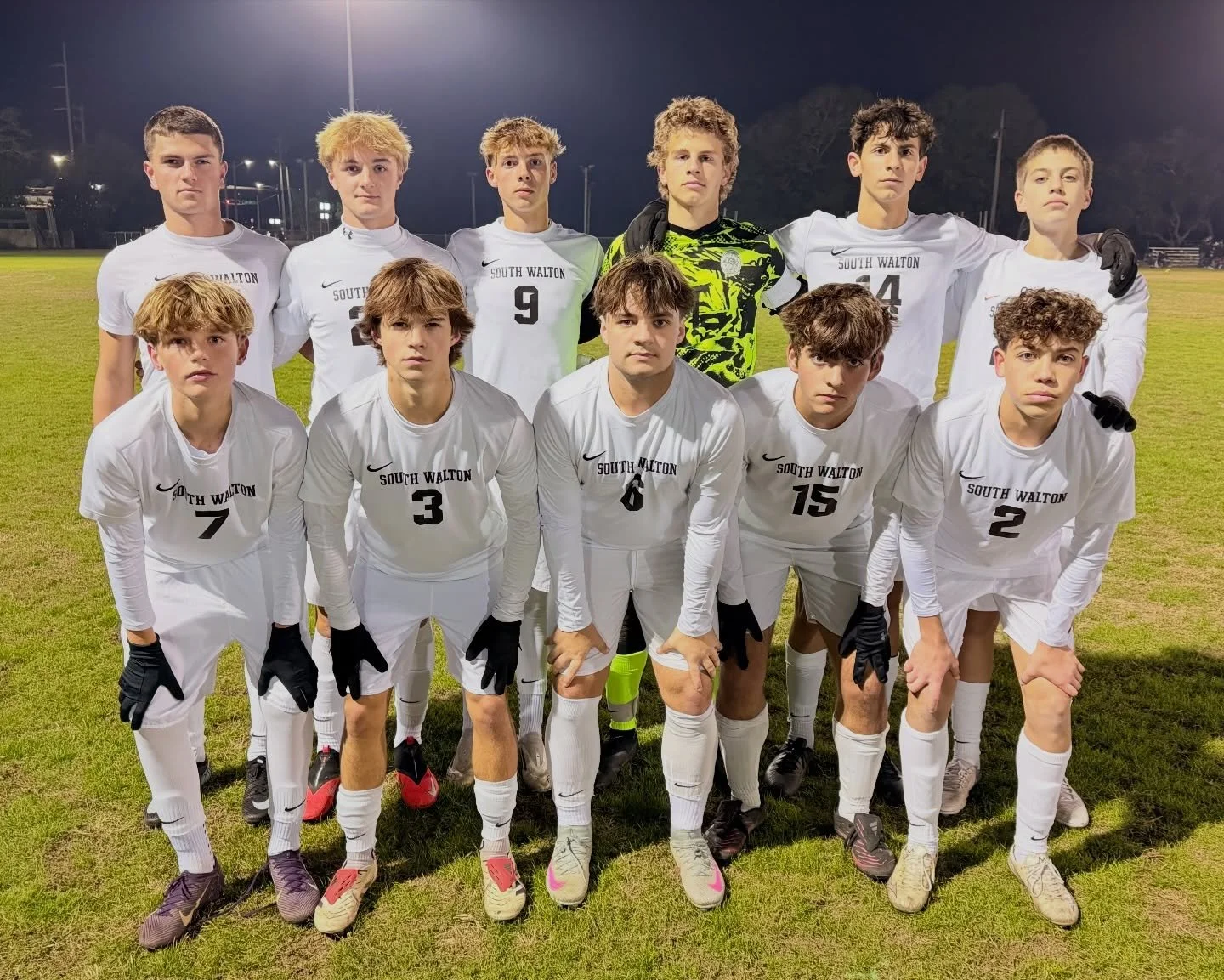 Varsity starting 11 v. Niceville tonight. It&rsquo;s cold, but we&rsquo;re colder, let&rsquo;s go Hawks!!! #swhs #seahawkssocer #sowalathletics #sowalsoccer