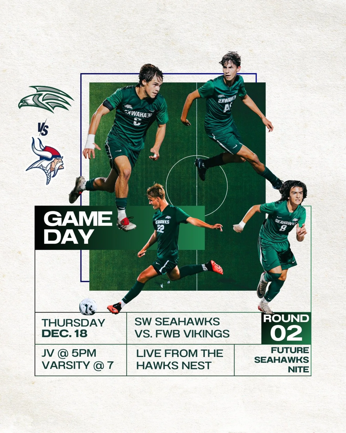 It&rsquo;s game day &amp; Future Seahawks Night! Come out and support your JV &amp; Varsity squads as they take on FWB at the Hawks Nest! #swhs #seahawkssoccer #sowalathletics #thehawksnest