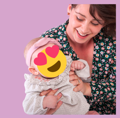 Paige holding her baby close to her chest.