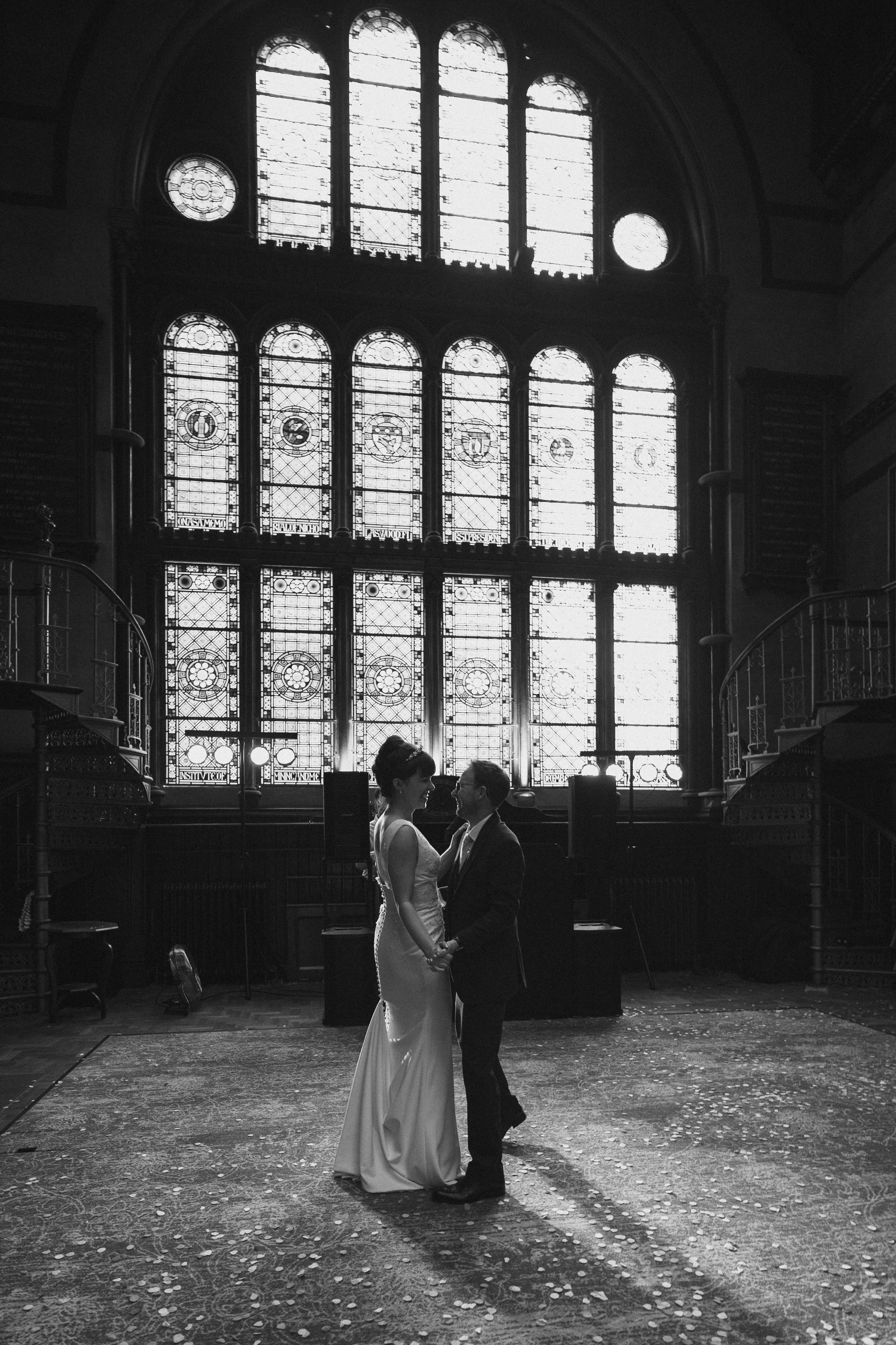 A bride and groom dancing in The Common Rooms Newcastle