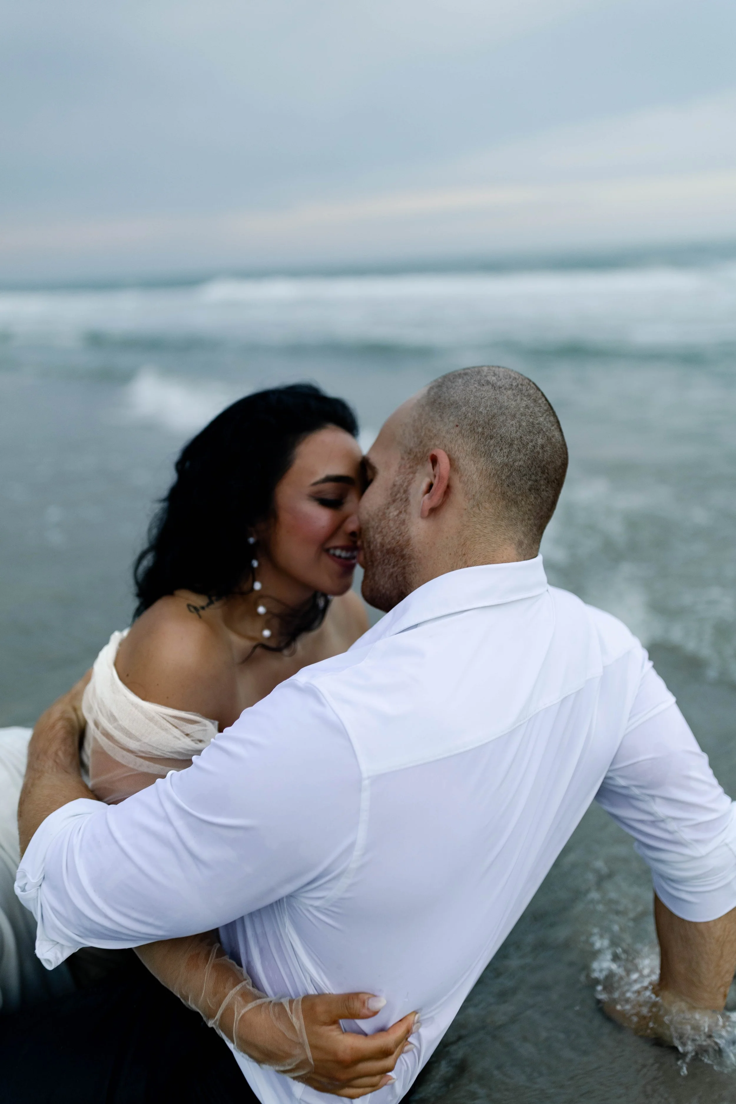 romantic couples wedding photos on the beach at sunset myrtle beach South Carolina