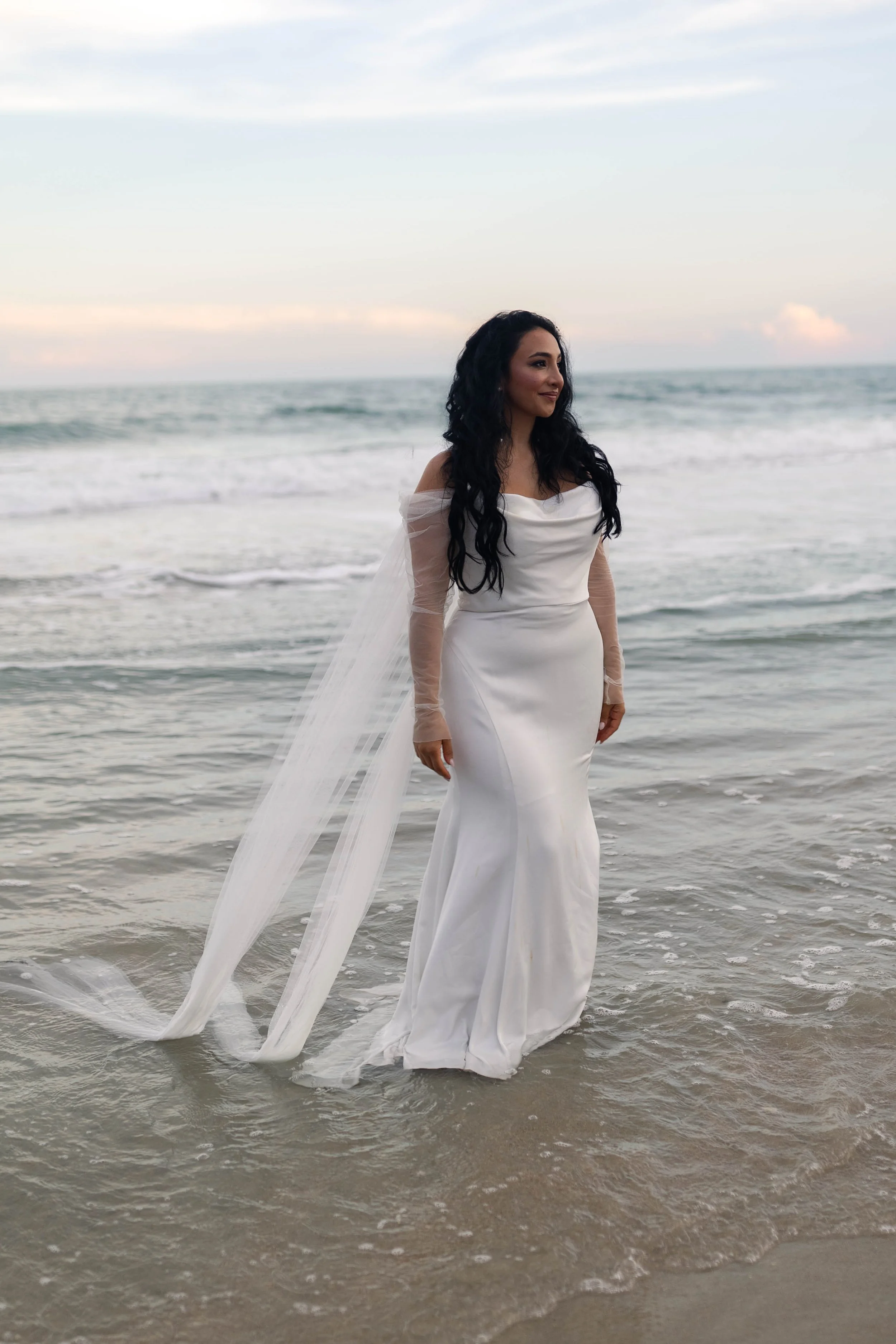 romantic couples wedding photos on the beach at sunset myrtle beach South Carolina
