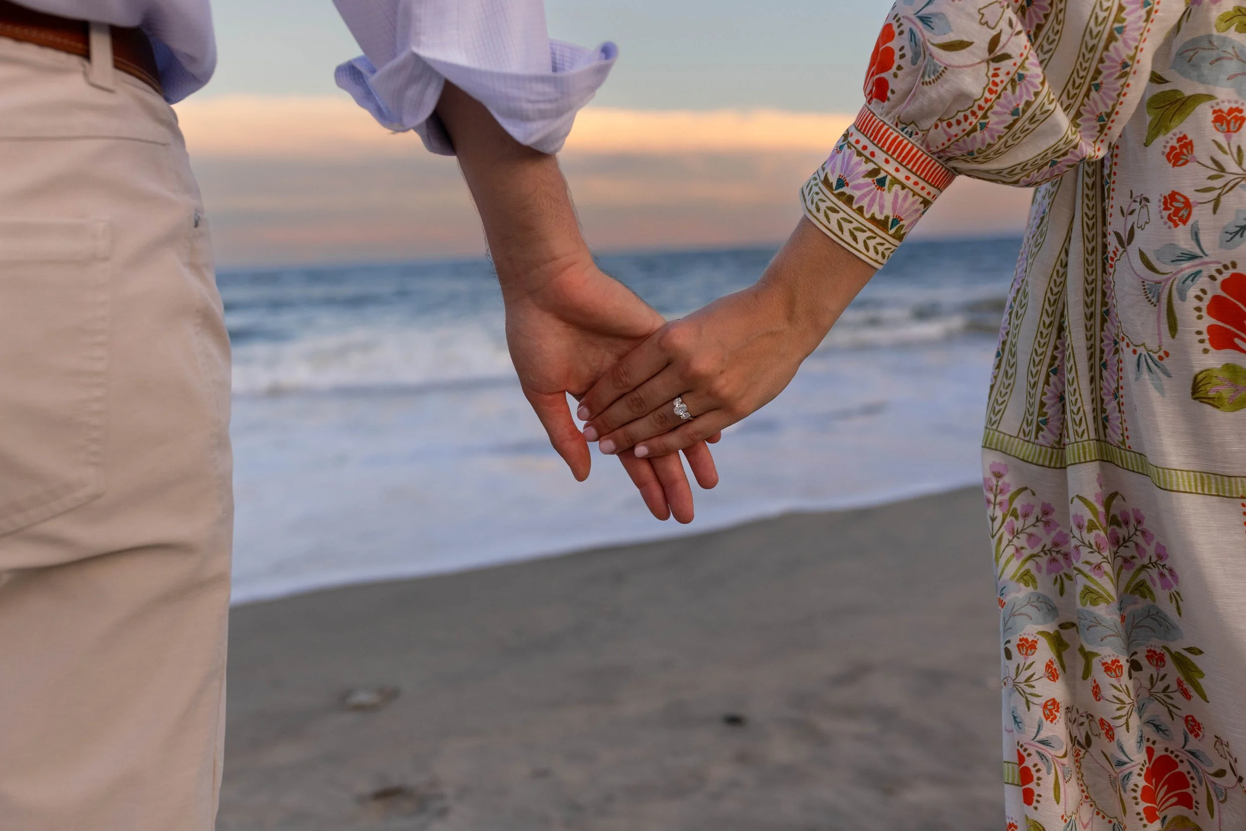Pawleys Island proposal photography featuring a romantic beach engagement, champagne celebration