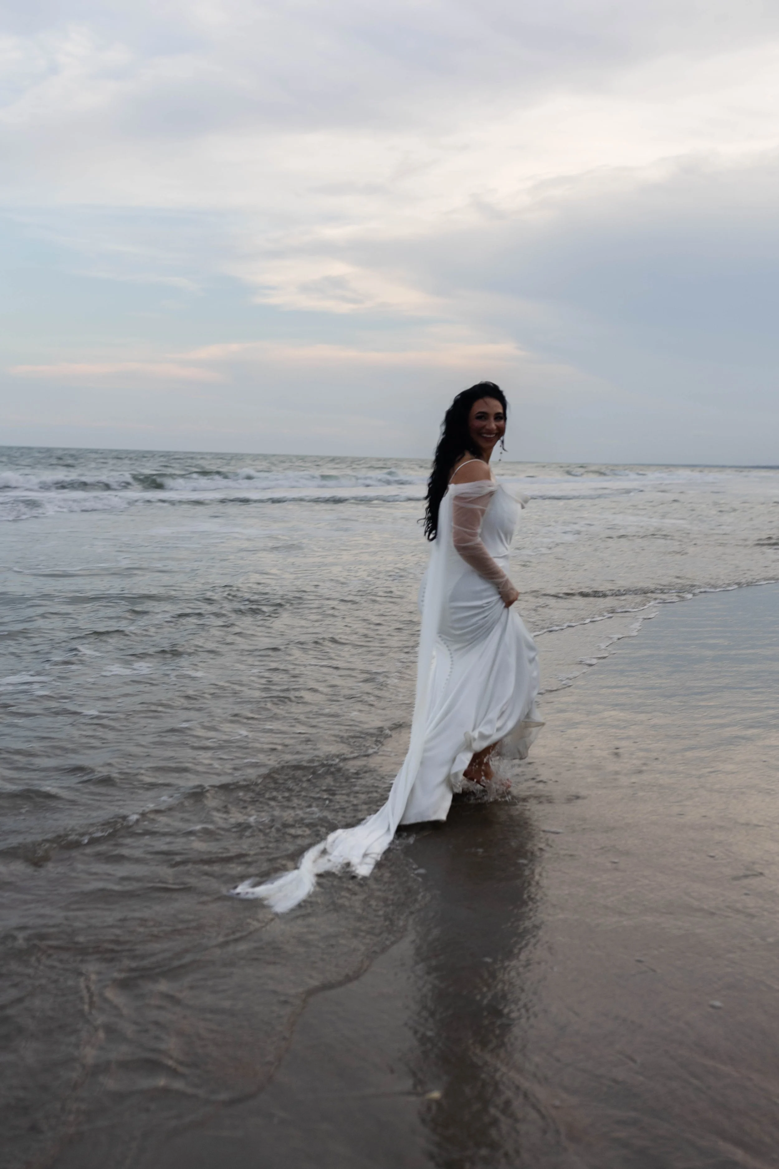 romantic couples wedding photos on the beach at sunset myrtle beach South Carolina
