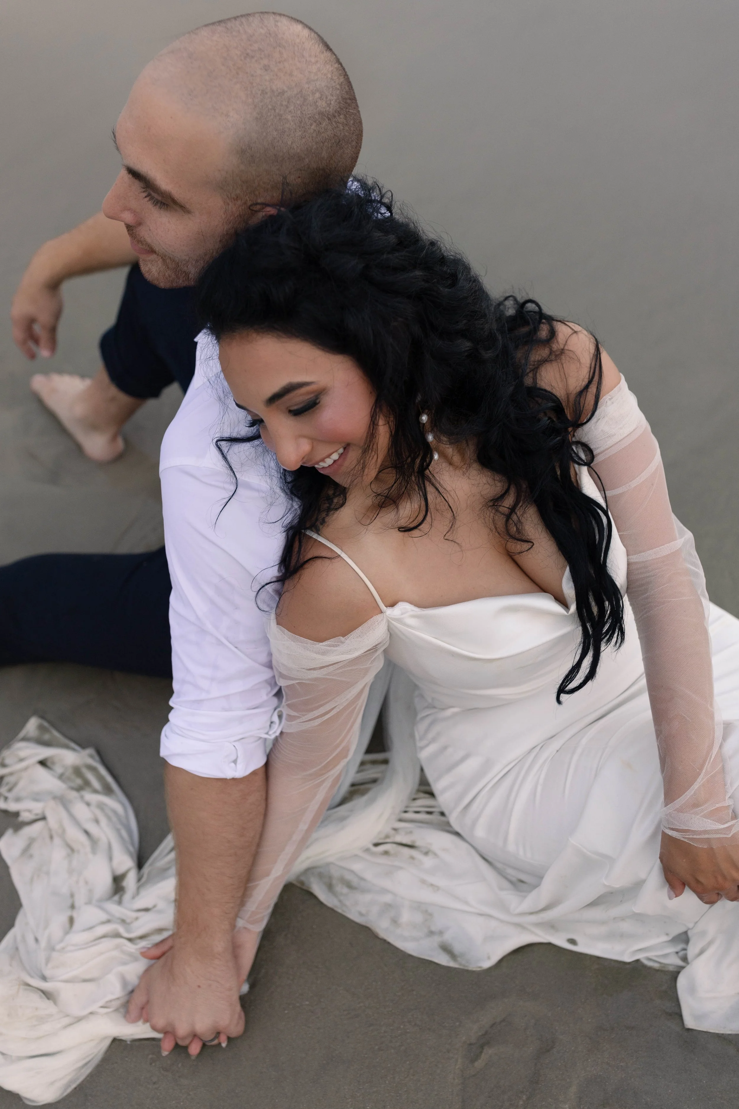 romantic couples wedding photos on the beach at sunset myrtle beach South Carolina