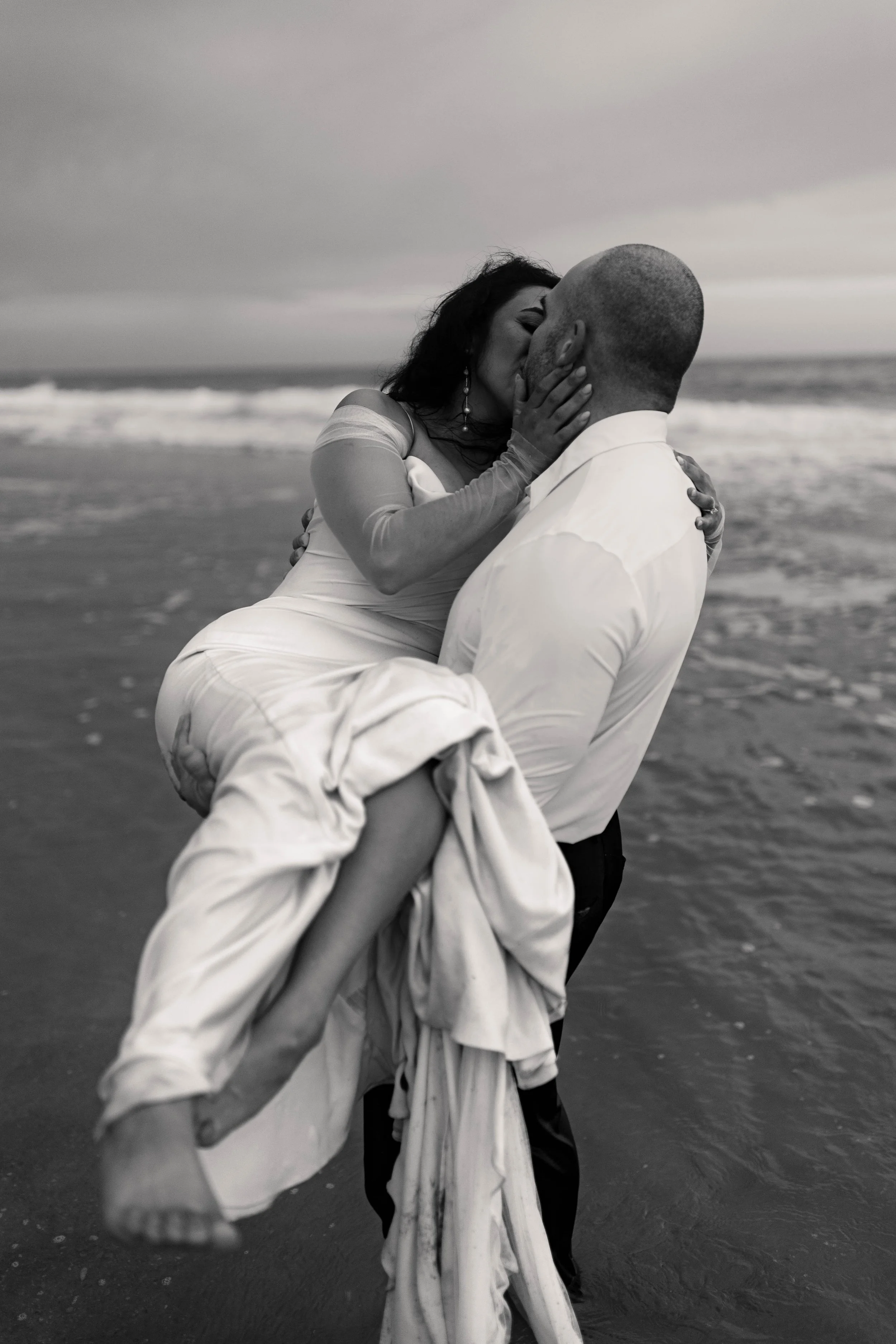 romantic couples wedding photos on the beach at sunset myrtle beach South Carolina