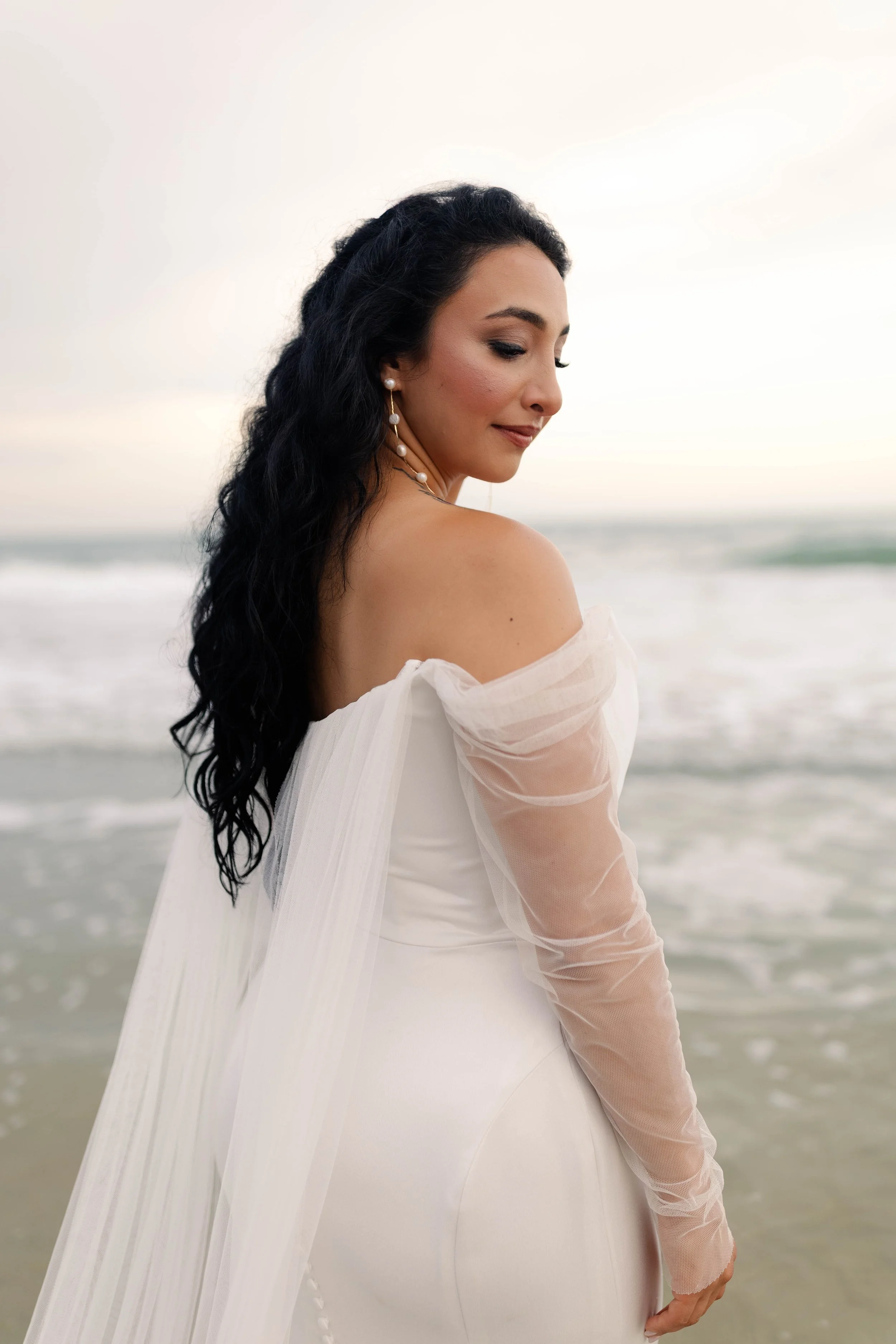 romantic couples wedding photos on the beach at sunset myrtle beach South carolina