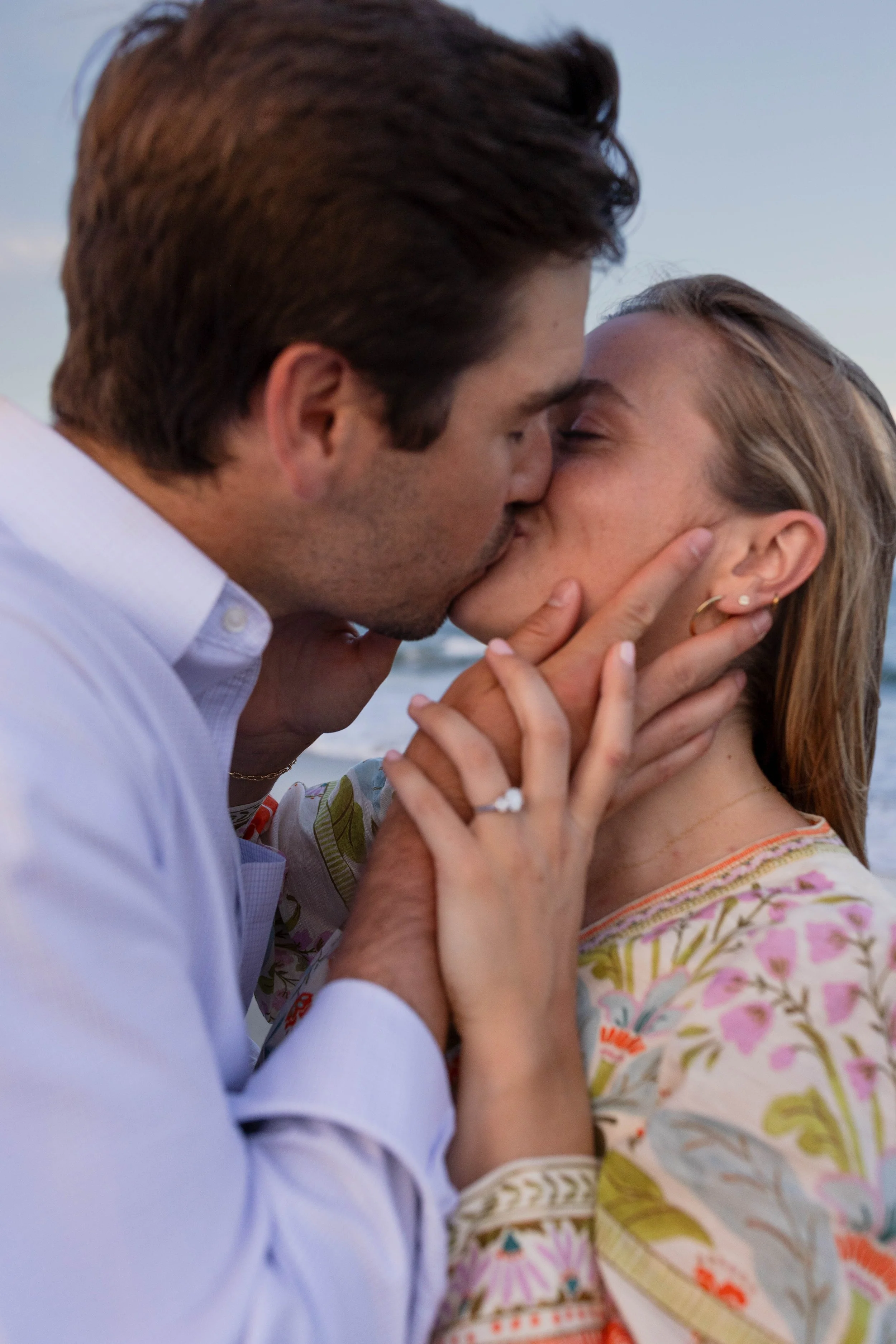 Pawleys Island proposal photography featuring a romantic beach engagement, champagne celebration