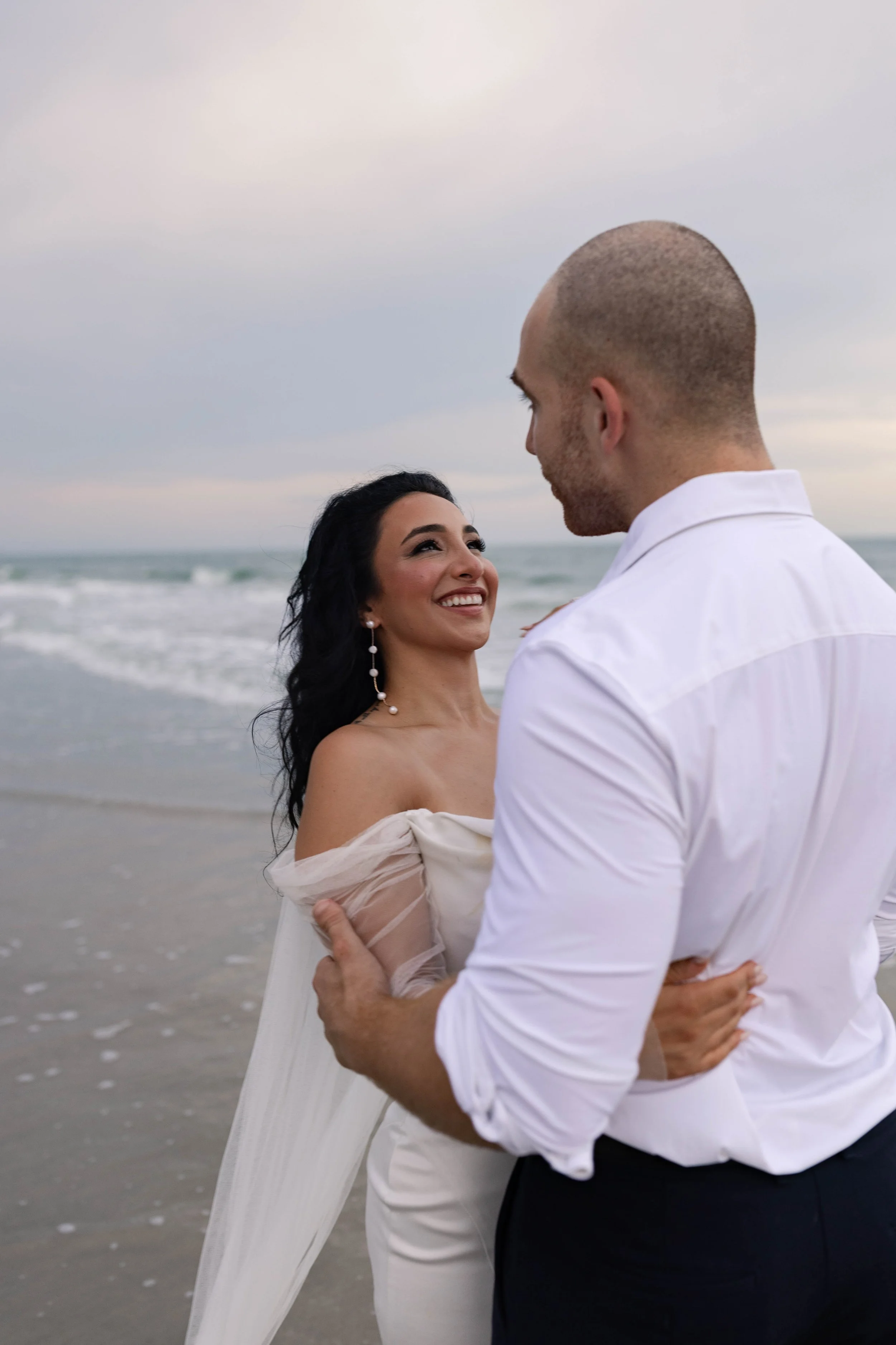 romantic couples wedding photos on the beach at sunset myrtle beach South Carolina