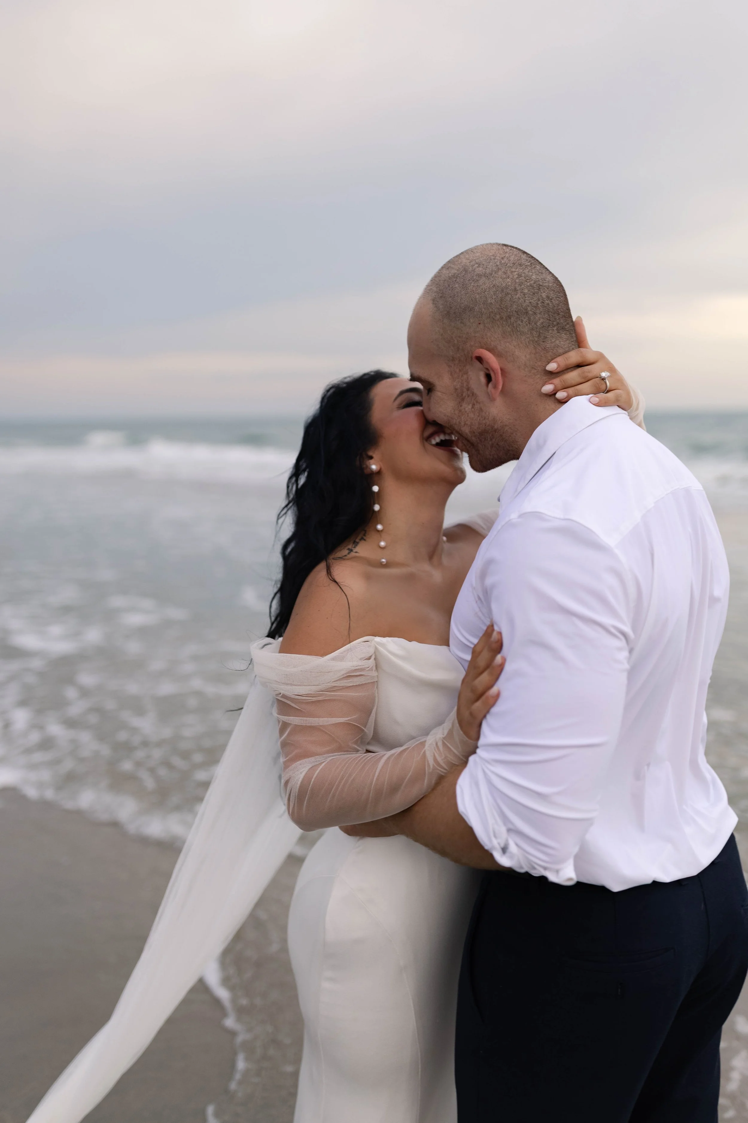 romantic couples wedding photos on the beach at sunset myrtle beach South Carolina