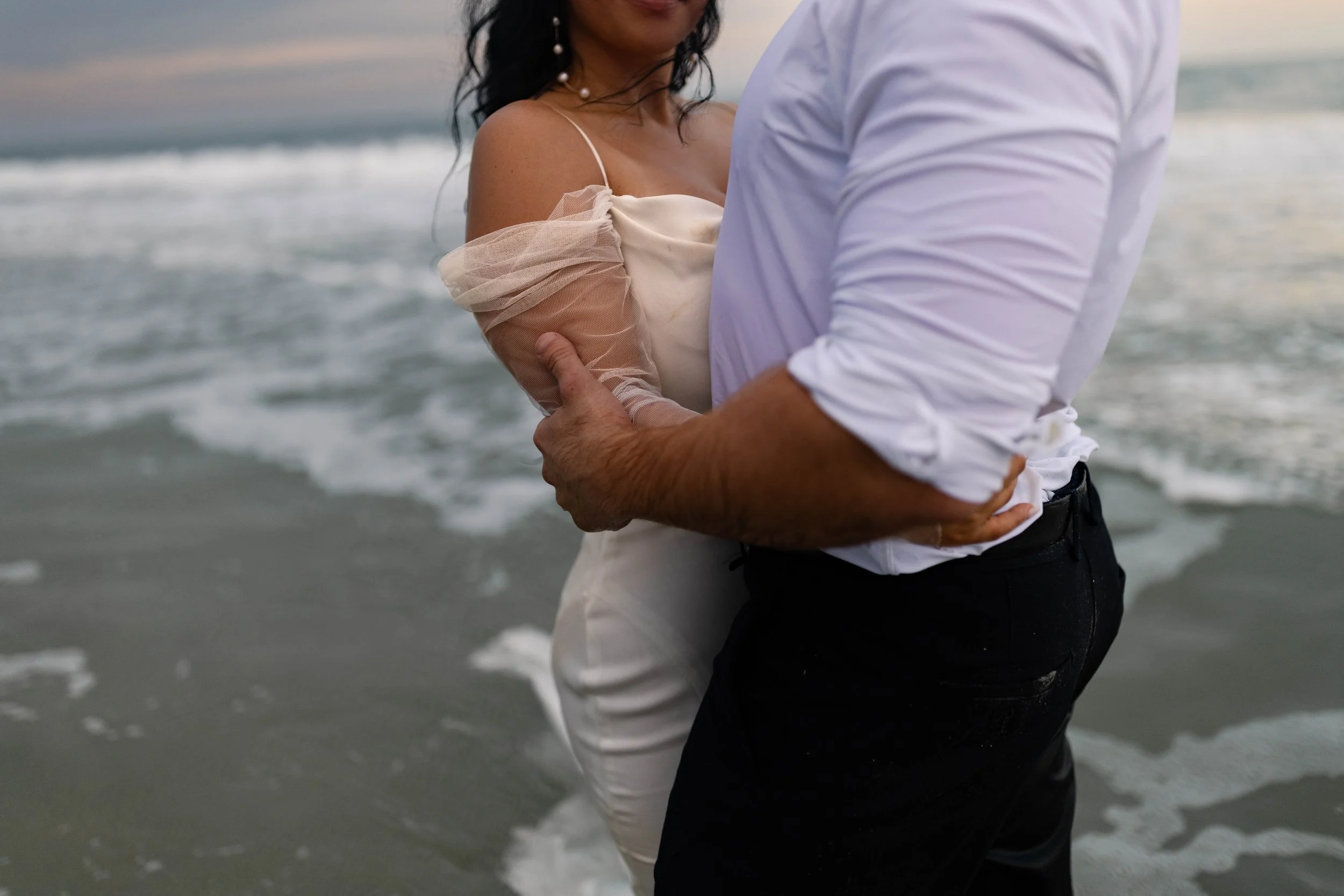 romantic couples wedding photos on the beach at sunset myrtle beach South Carolina