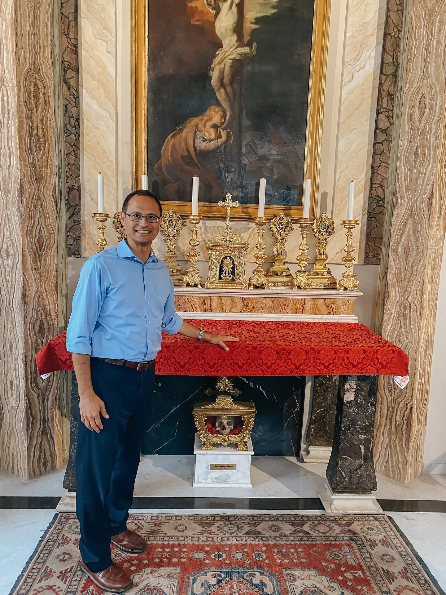 The altar where St John Henry Newman celebrated his first Mass as a Catholic priest. Located in Rome, found inside the Palazzo di Propaganda Fide.  So excited he&rsquo;s going to be made a doctor of the church on November 1!  For his feast today, her