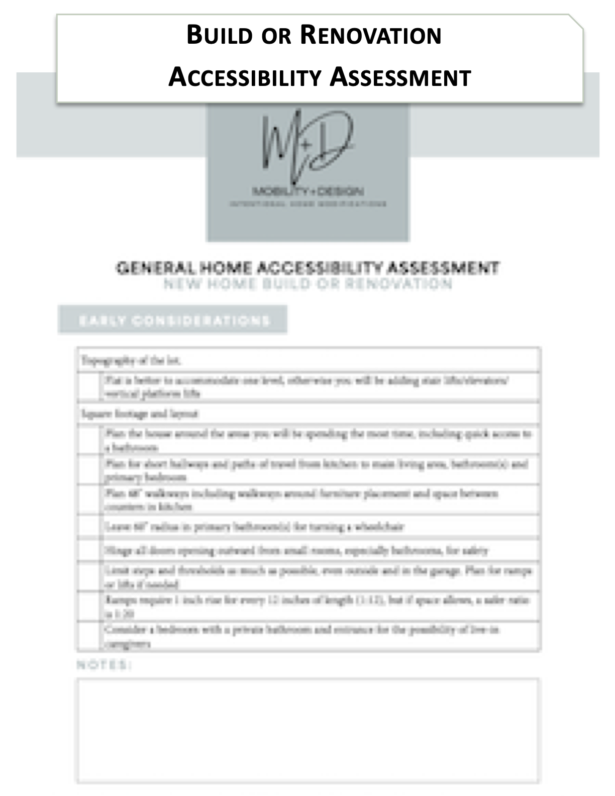 Build or Renovation Accessibility Assessment