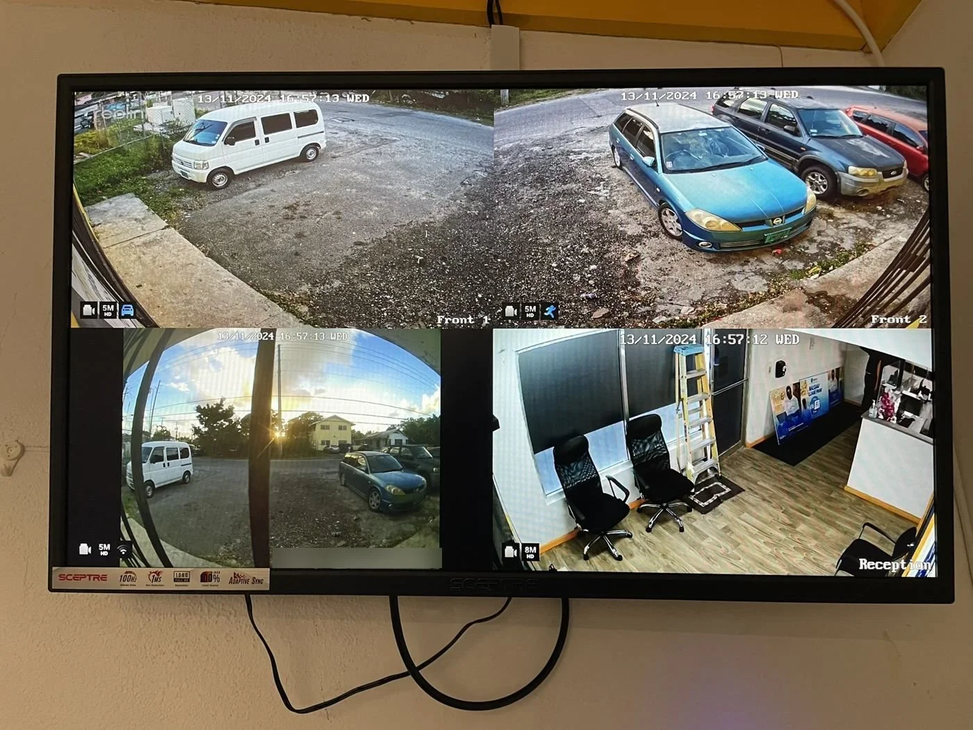 4-camera CCTV system with reception and parking lot coverage, office install