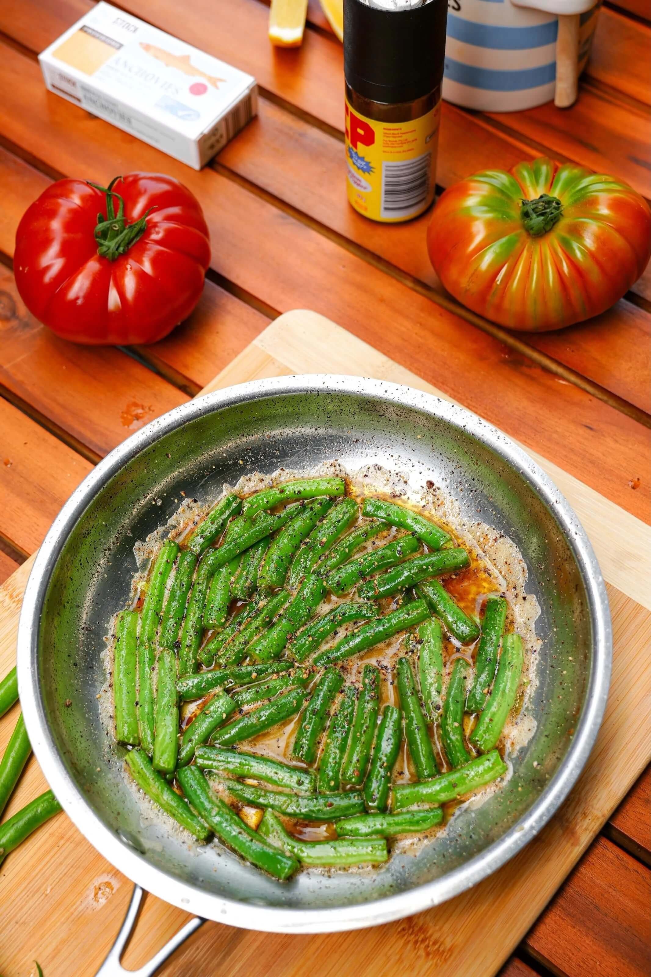 Green Beans Tossed in Lemon Pepper Burnt Butter