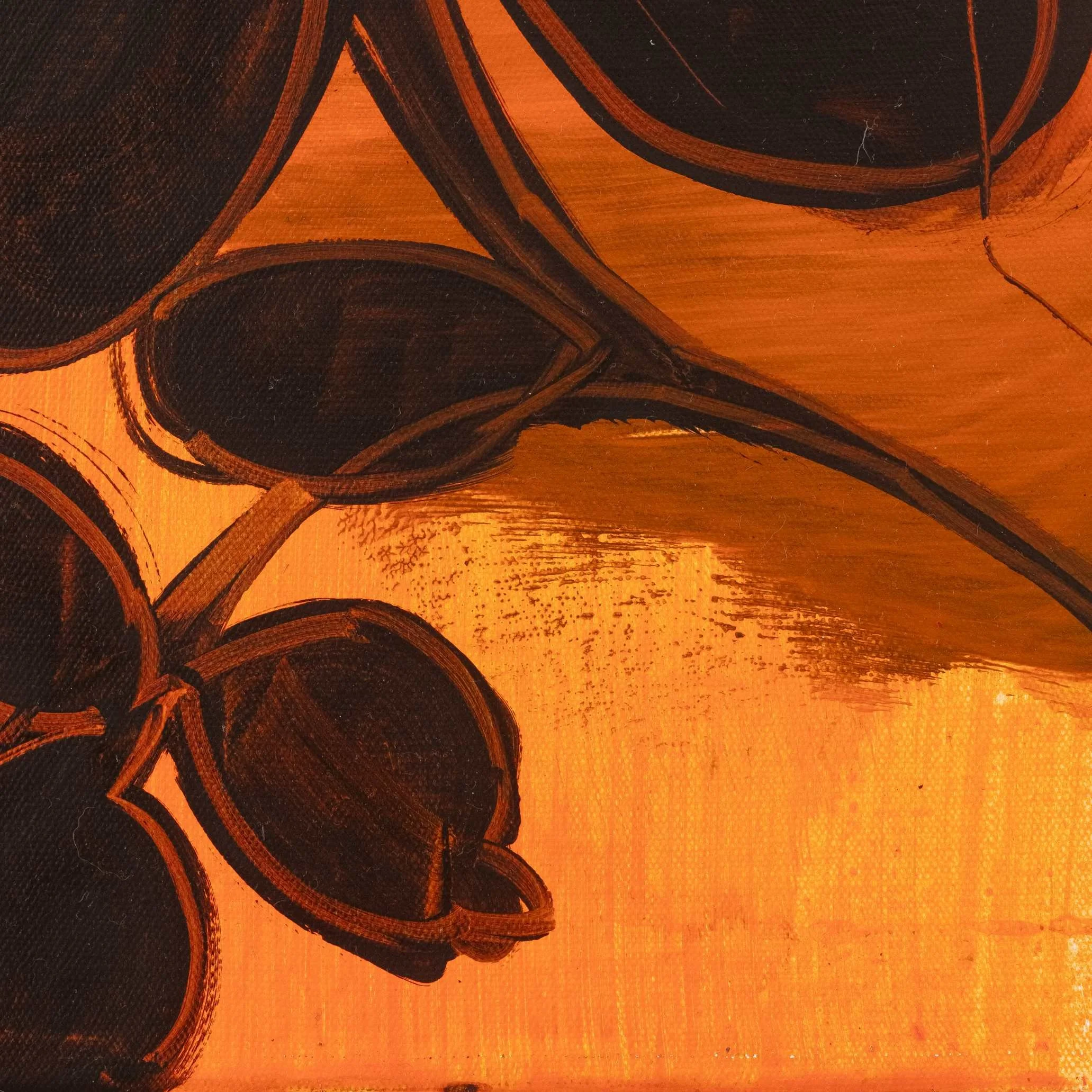 Bian Jing Petal 27 2025 vertical abstract artwork in vibrant orange tones