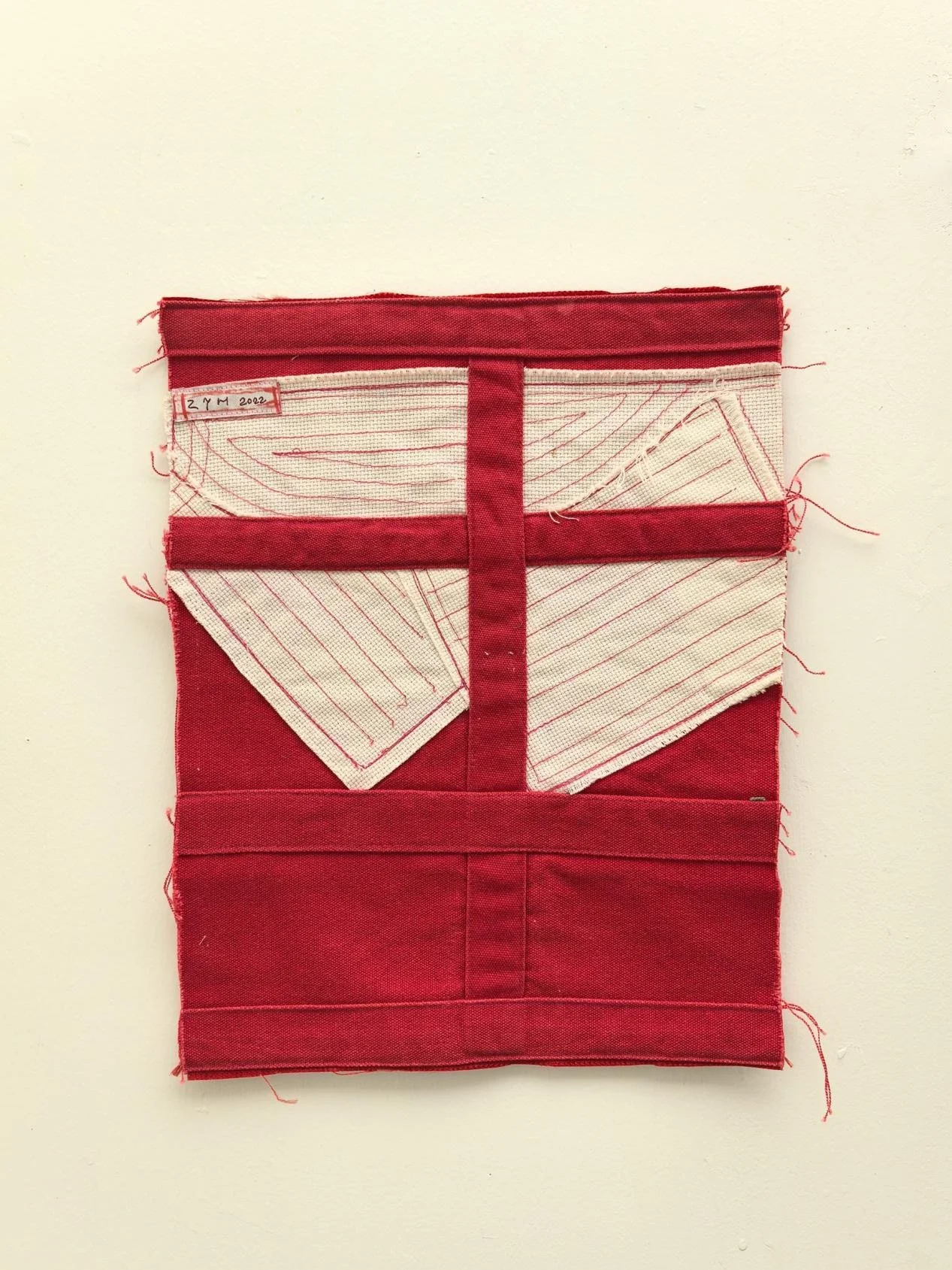 Handmade contemporary Chinese textile art with bold graphic forms