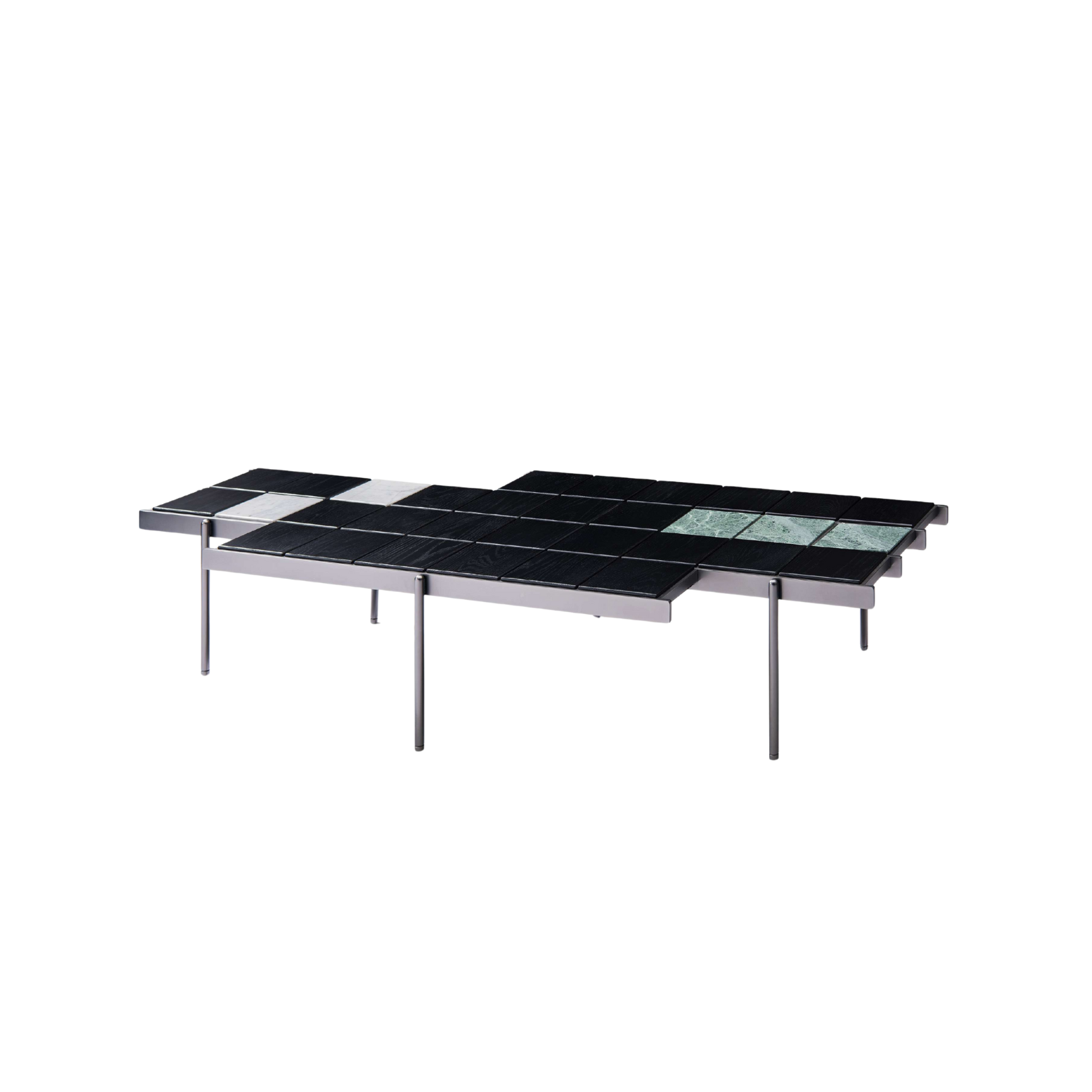 Pixel Side Table by Maxmarko with modular square tiles and mixed materials.