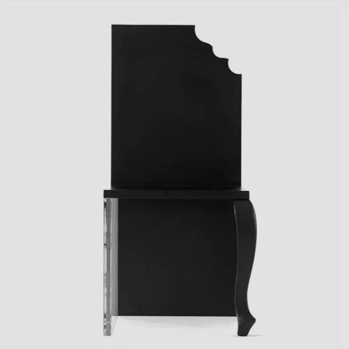 Contemporary art furniture chair Enigma 002 in black lacquer for EAST WEST SPACE showroom.