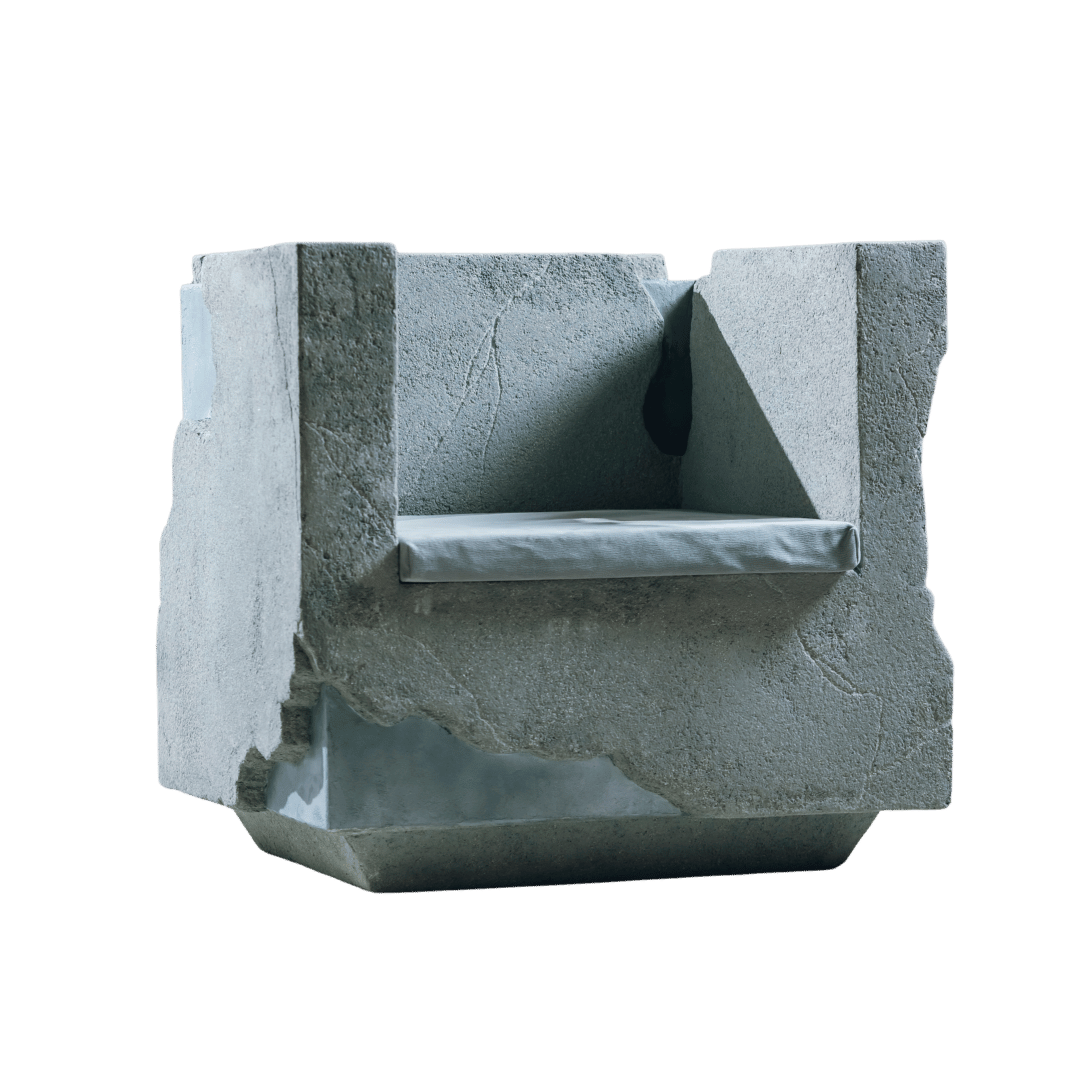 Monolithe Armchair by Minimal Studio, collectible design armchair presented at EAST WEST SPACE collectible design showroom