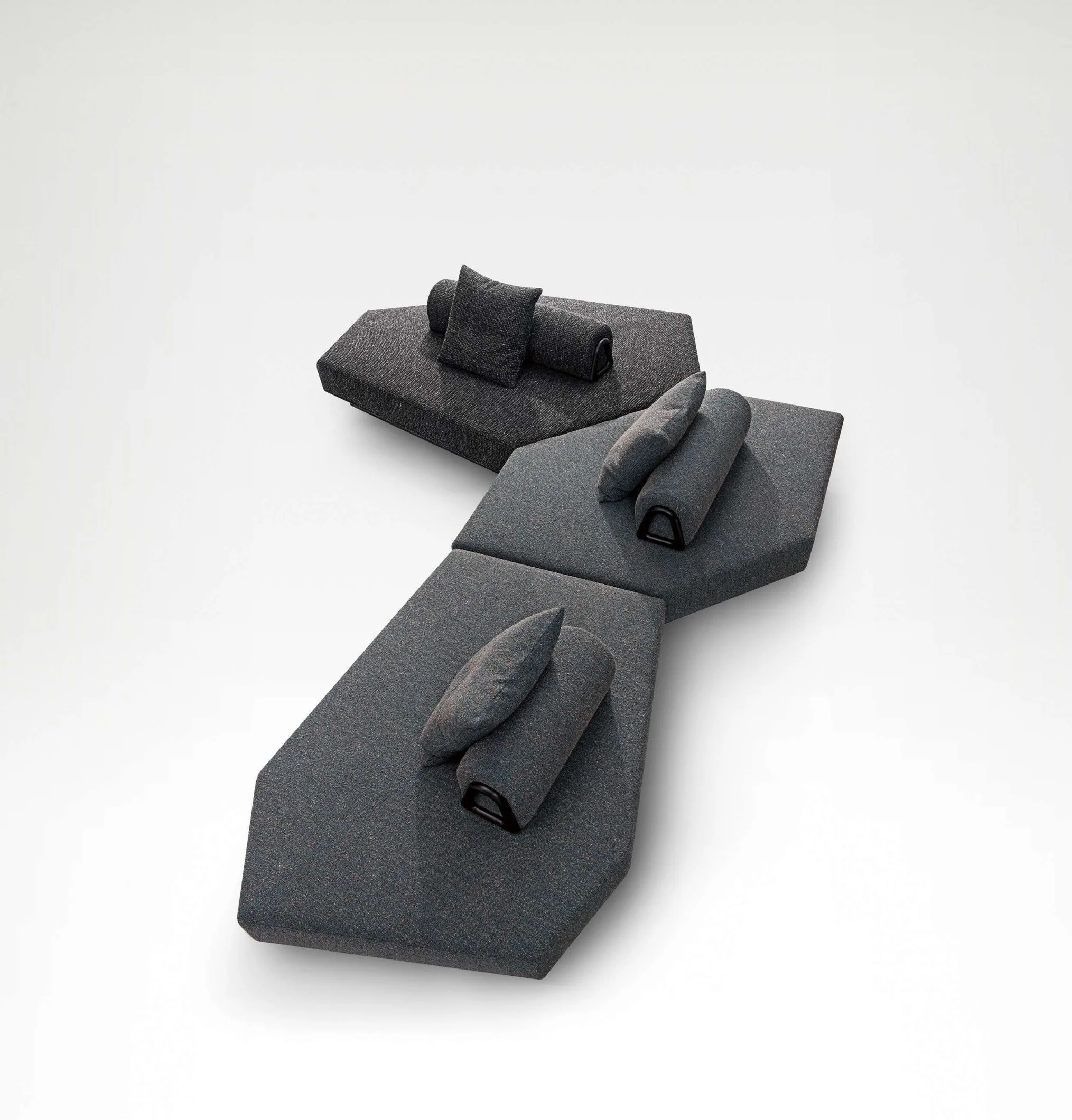 Futuristic luxury sofa with infinite splicing possibilities for modern interiors.