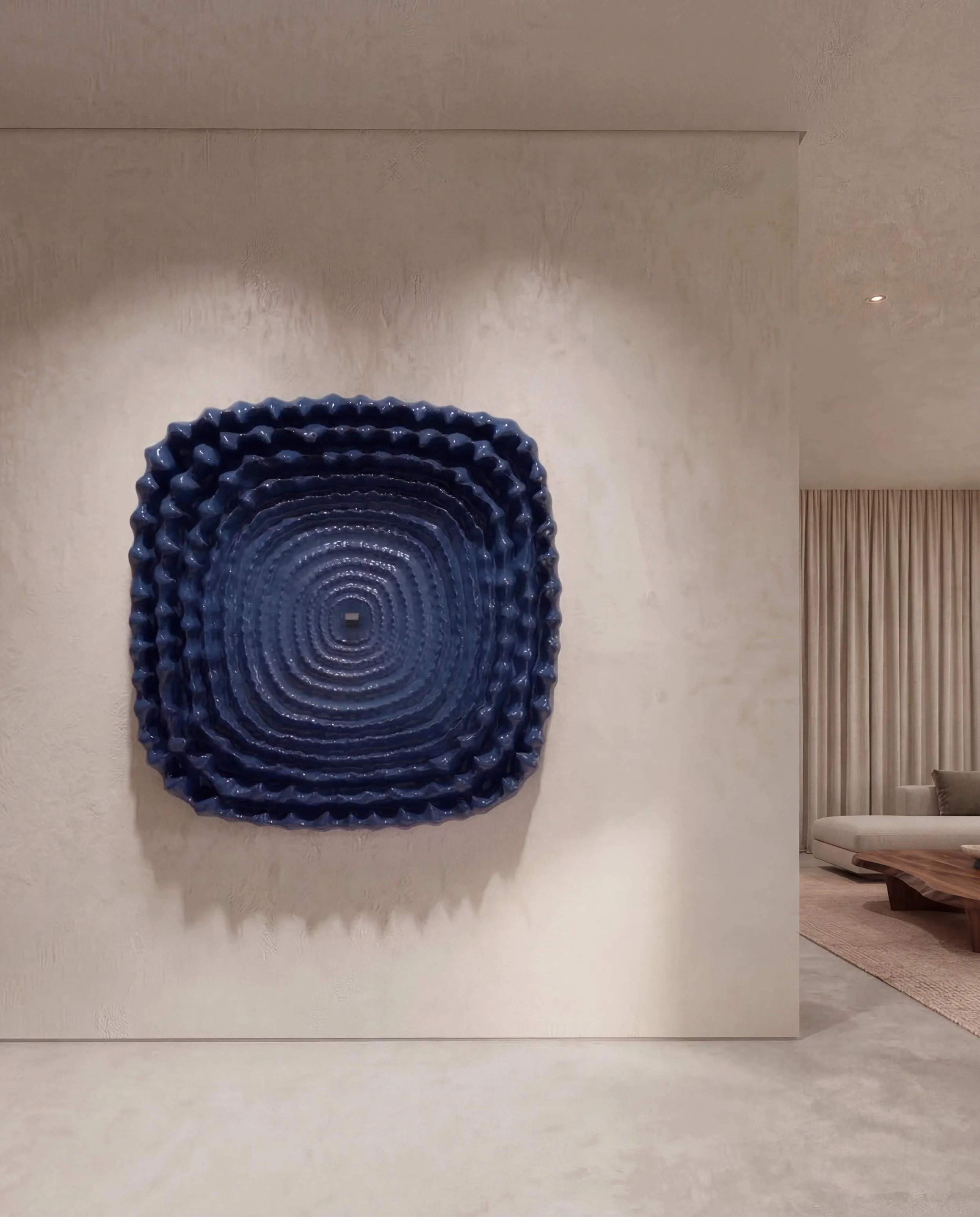 Sculptural wall piece in traditional Chinese lacquer by Chen Wencai for unique residential projects