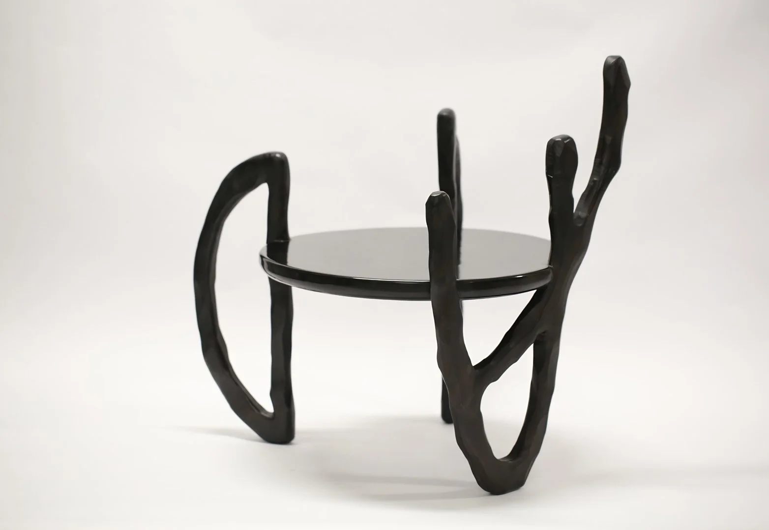 Jiaying Xu sculptural black lacquer side table collectible design