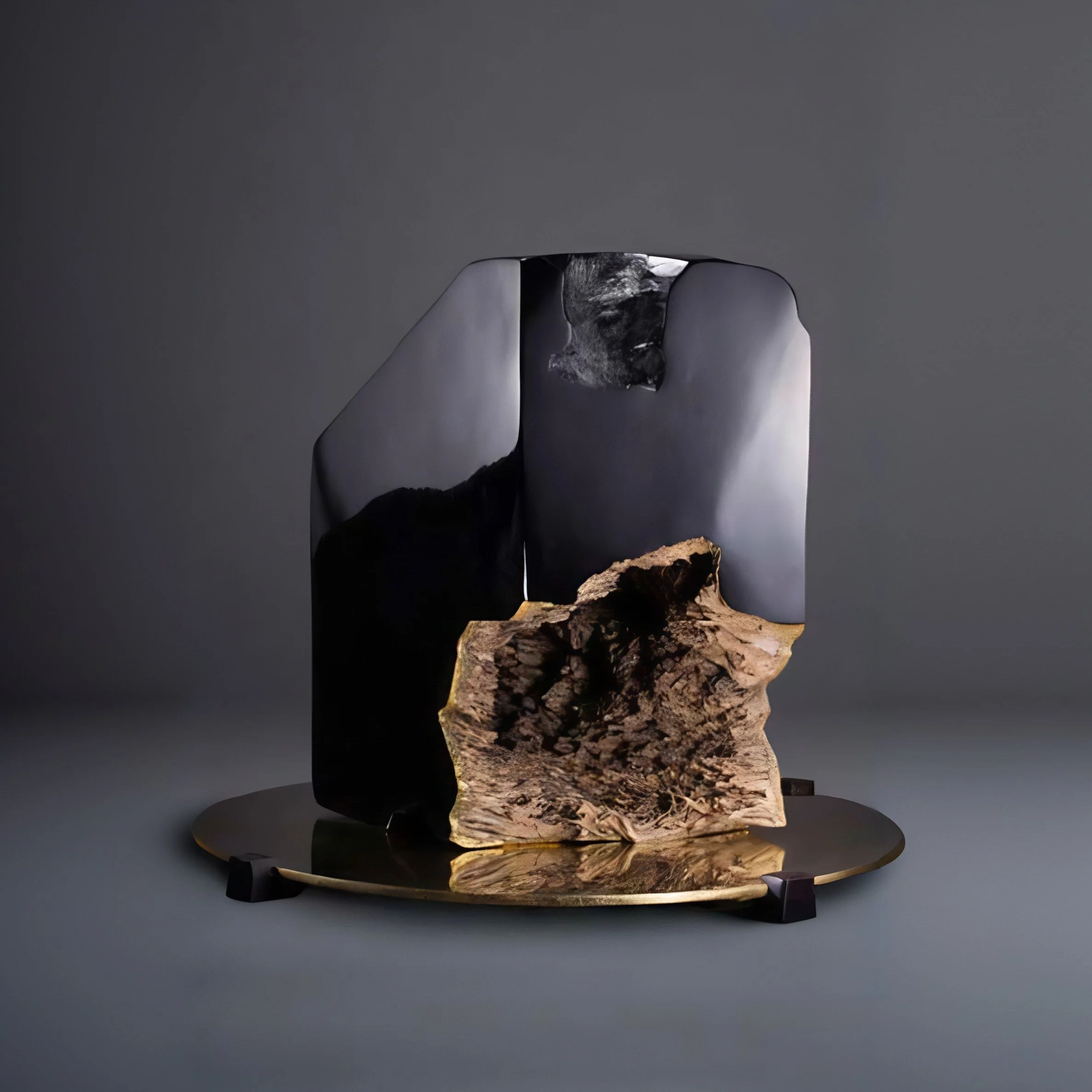 Contemporary Chinese lacquer floor sculpture carved from tree trunk