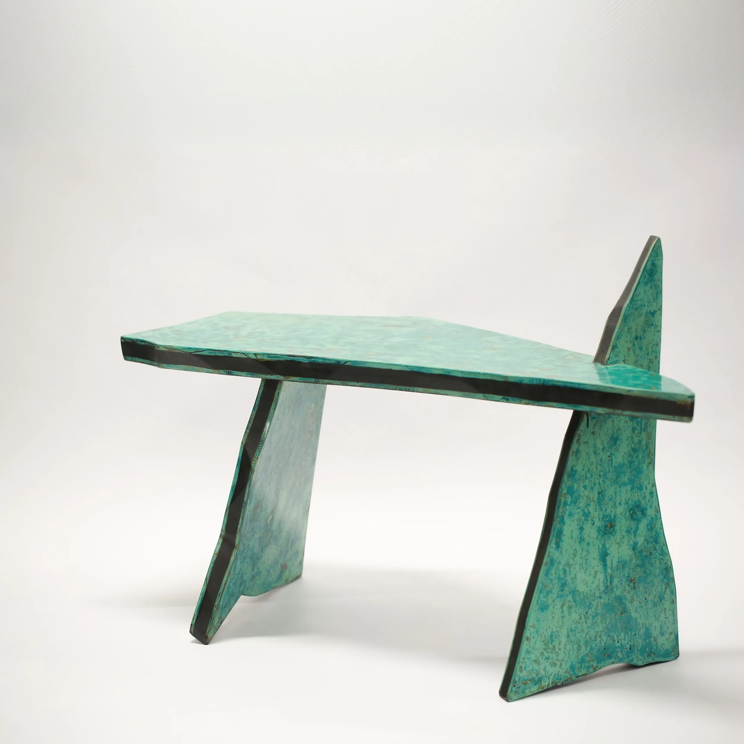 Lacquer Geometric Tea Table by Jiaying Xu in Chinese lacquer over wood