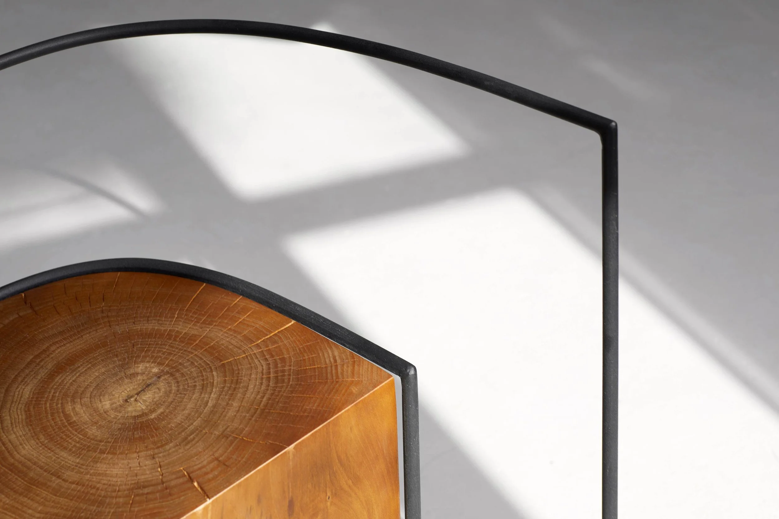 Unique collectible design chair in wood and metal by Nissa Kinzhalina, EAST WEST SPACE showroom.