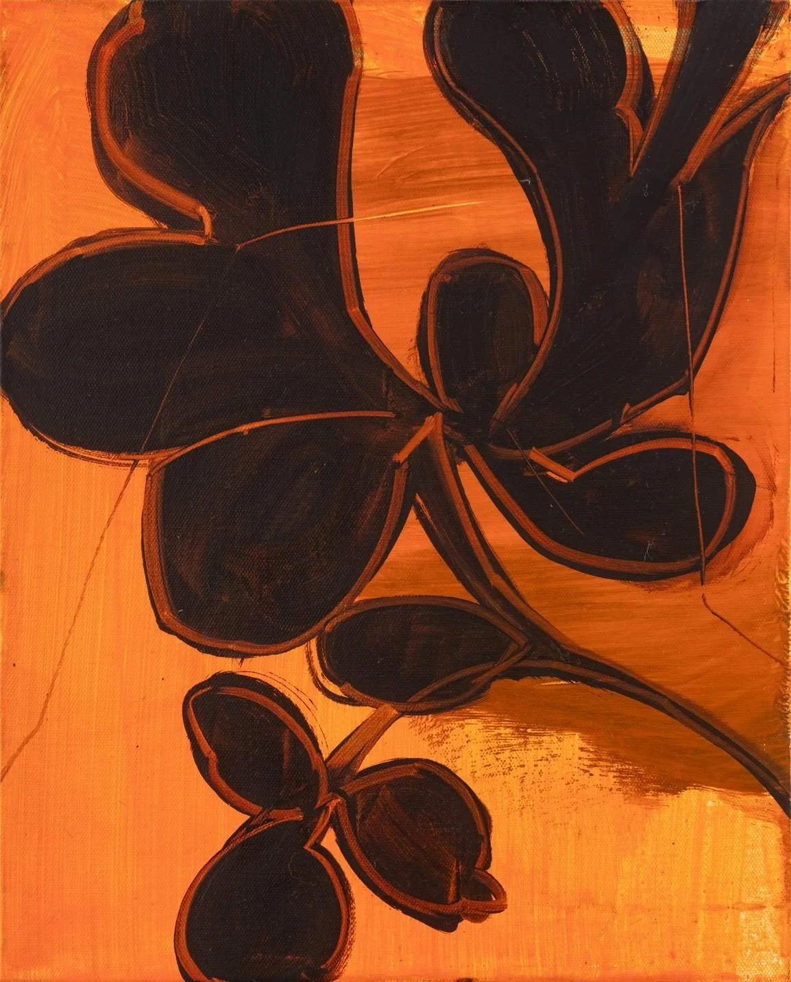 Layered abstract flower painting by Bian Jing, contemporary canvas artwork represented by EAST WEST