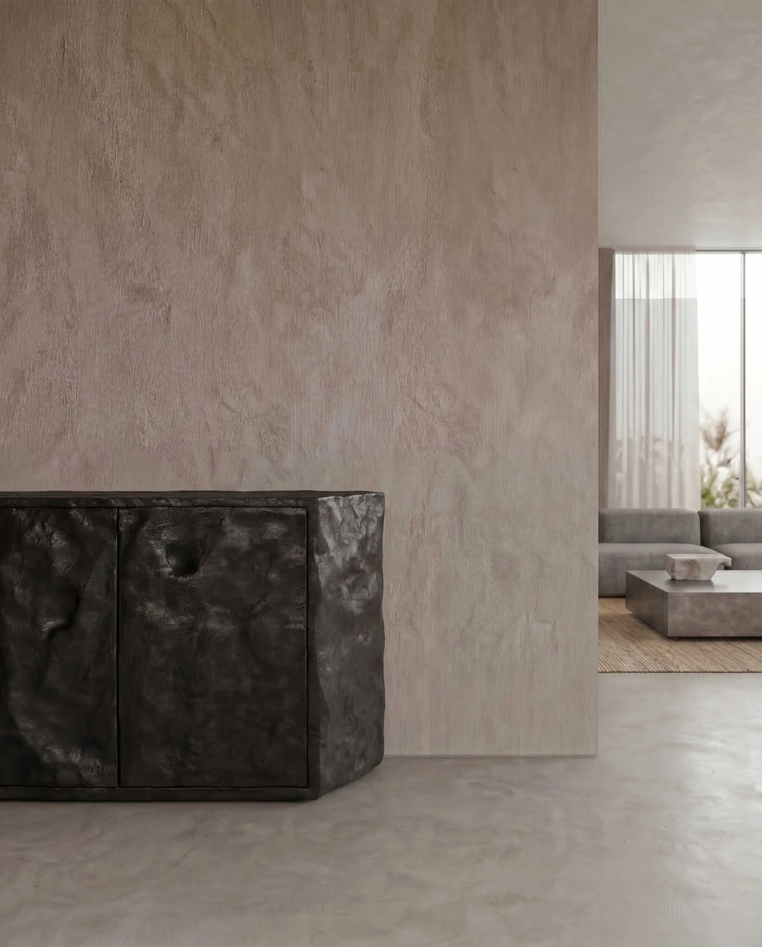 Contemporary collectible design cabinet in Chinese lacquer