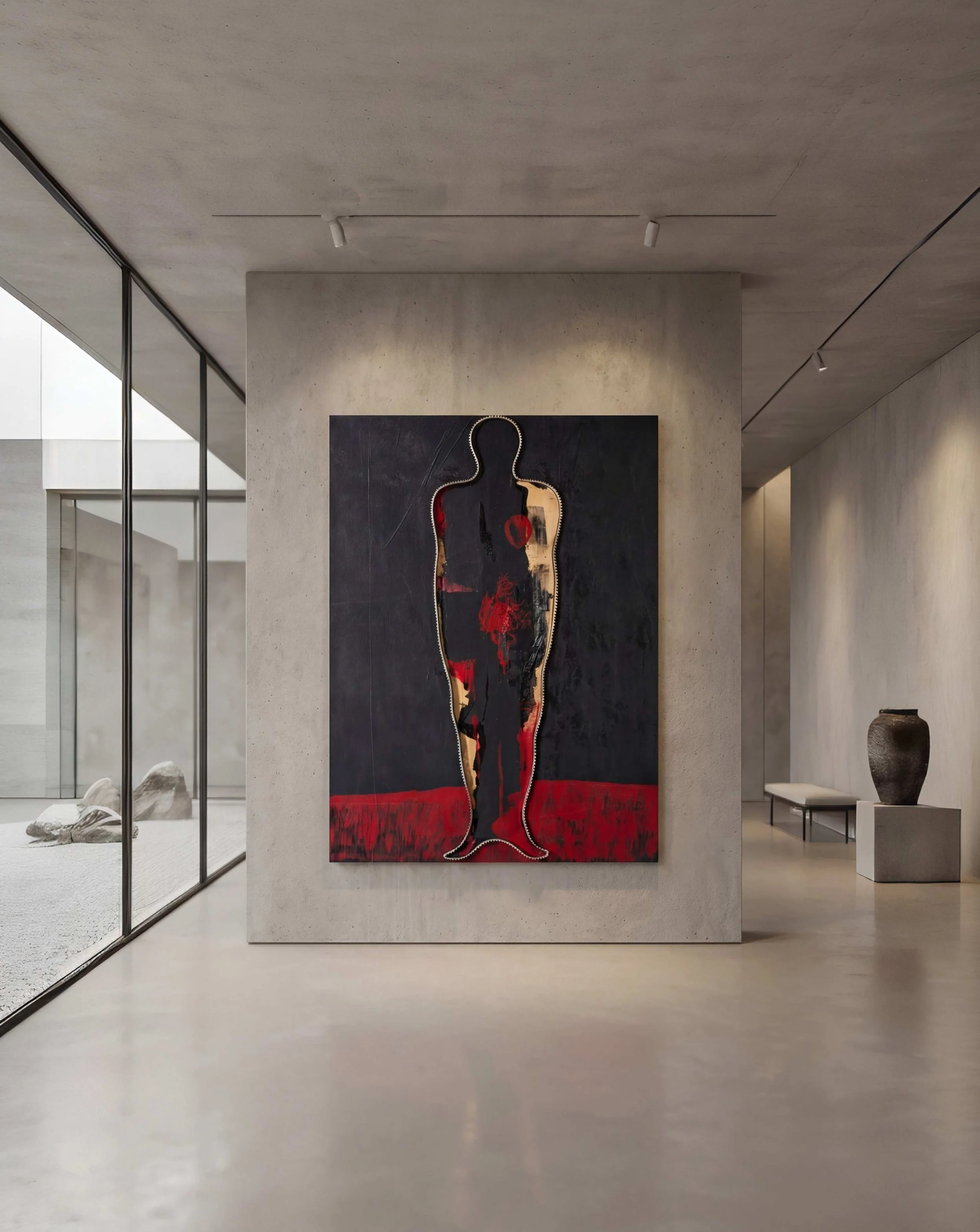 Contemporary Chinese lacquer art on saw blade and wood panel, for luxury interiors and high-end projects