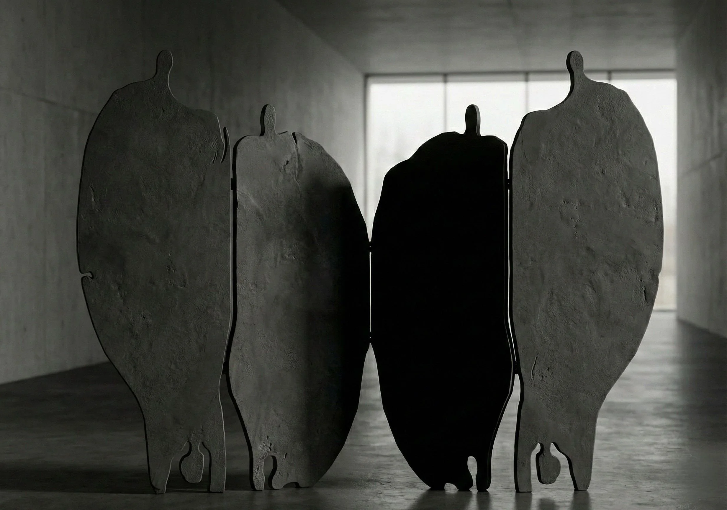 Contemporary folding screen in microcement by Spanish artist Robert Pous