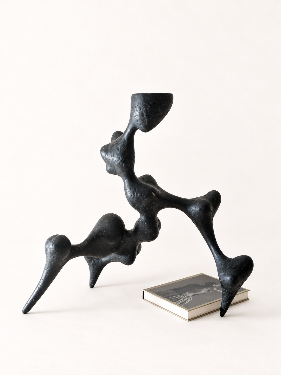 Bicho II contemporary sculpture by Justino Del Casar, human-animal hybrid form on a white background
