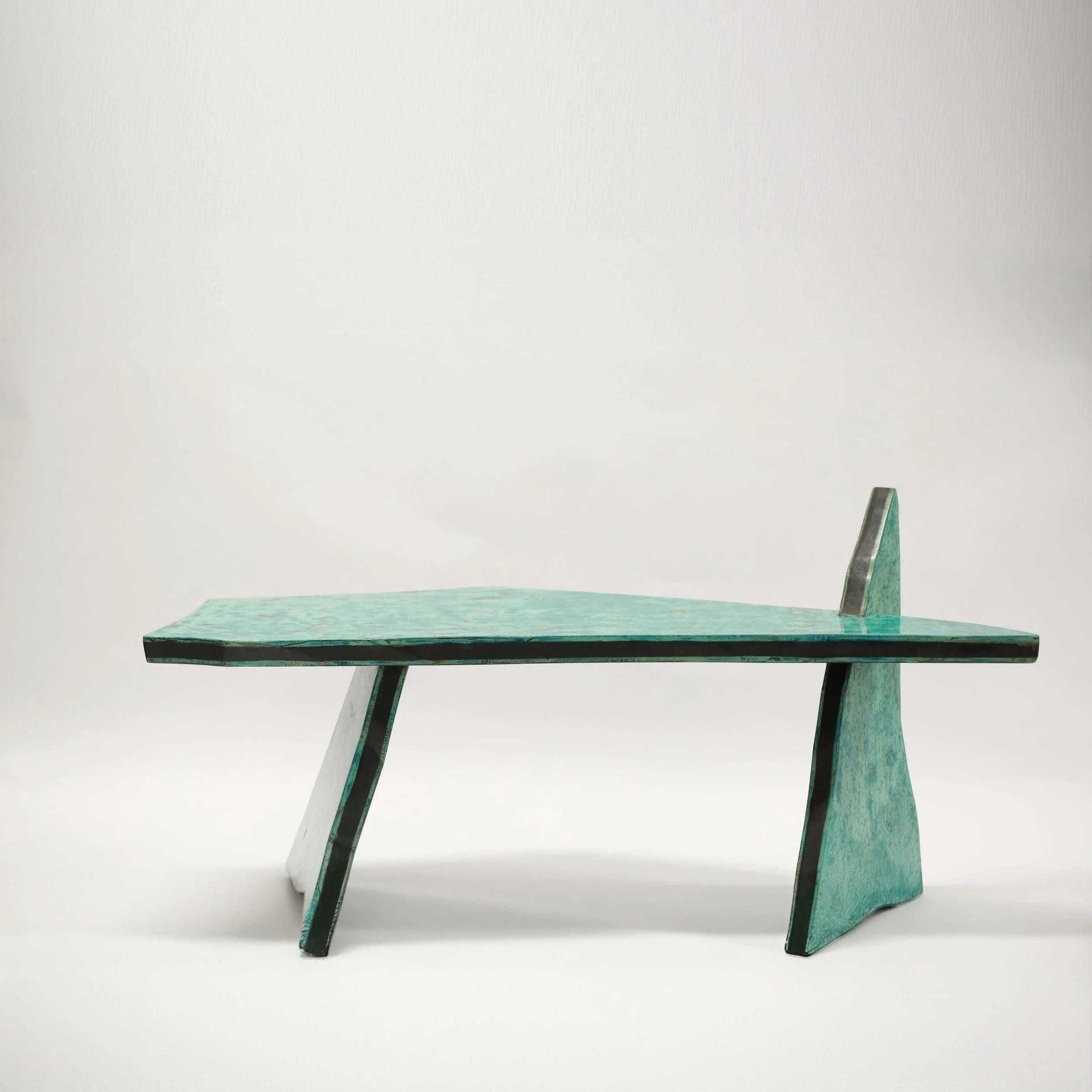 Contemporary geometric coffee table in lacquer by Jiaying Xu