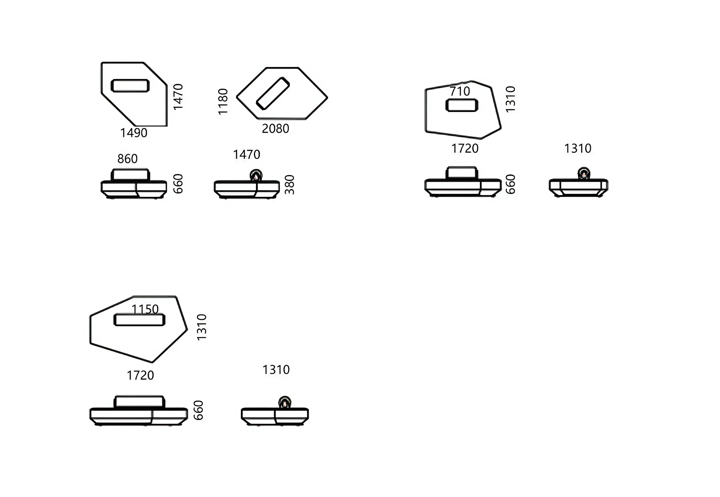 Collectible contemporary modular seating system with sci-fi aesthetic.