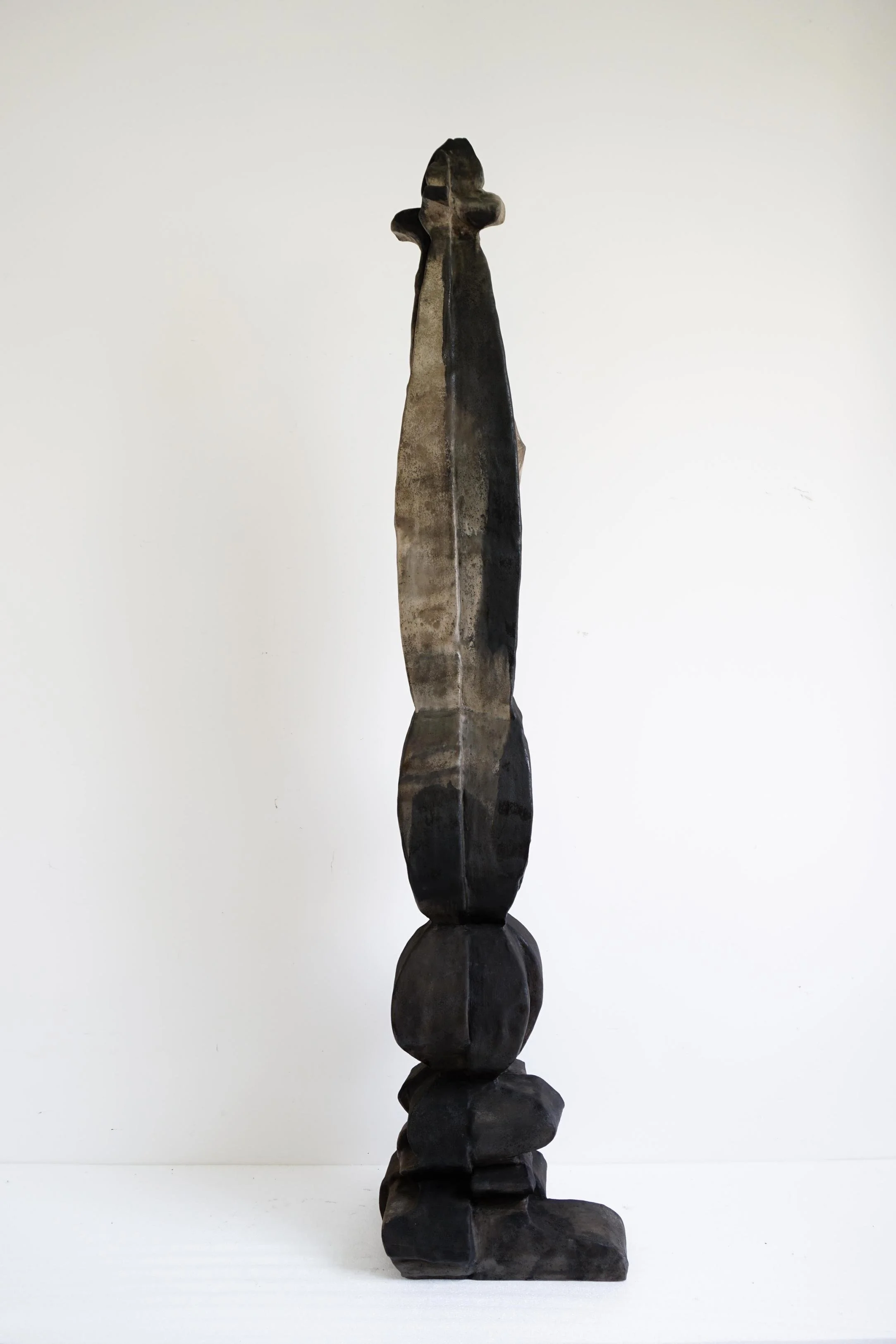 Hand-built Chinese lacquer totem by Ou Tingzhu, sculptural collectible art for interior spaces