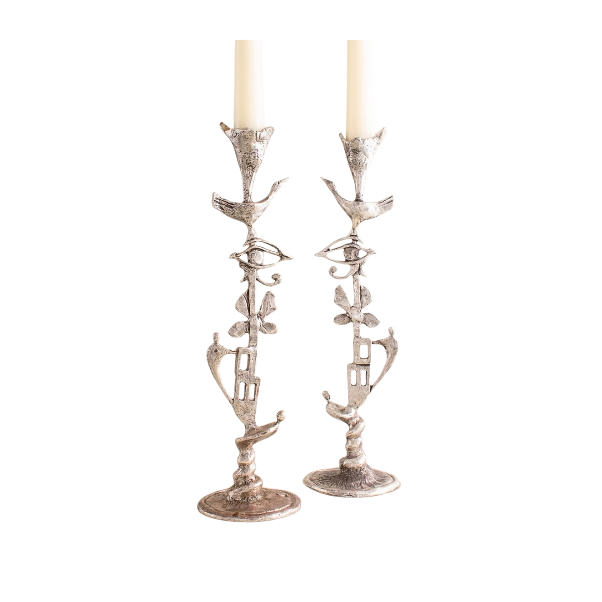 Pair of sculptural candle holders by Corry Ammerlaan inspired by Salvador Dalí