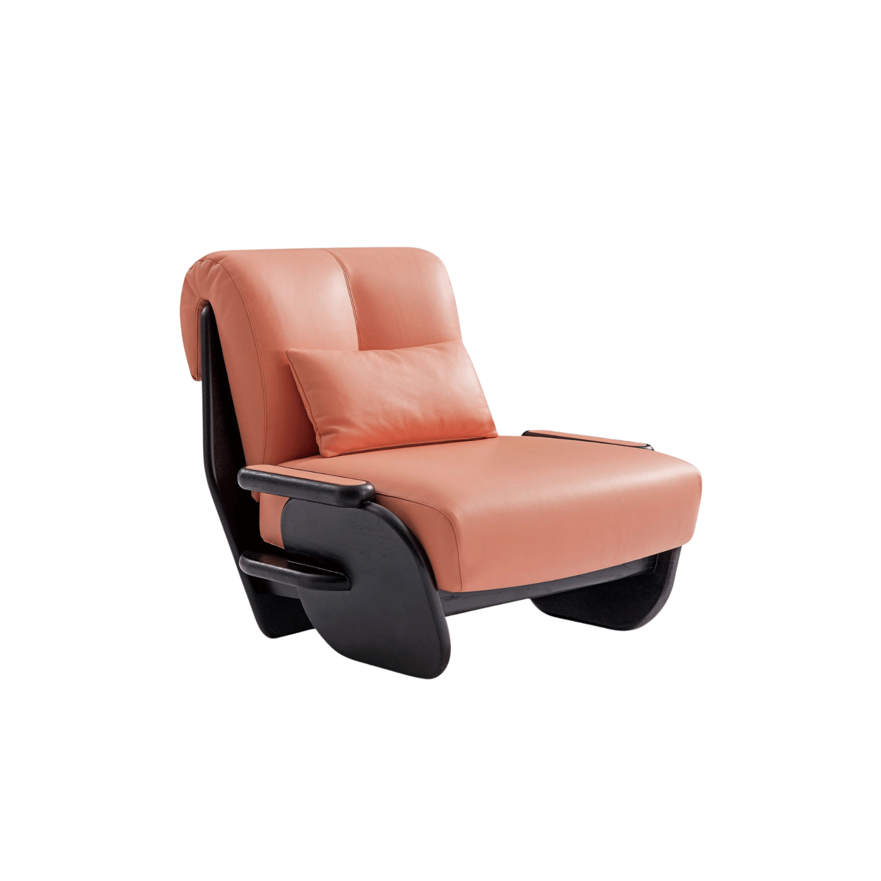 Garden Chair by Maxmarko with sculptural curved legs and soft leather seat.
