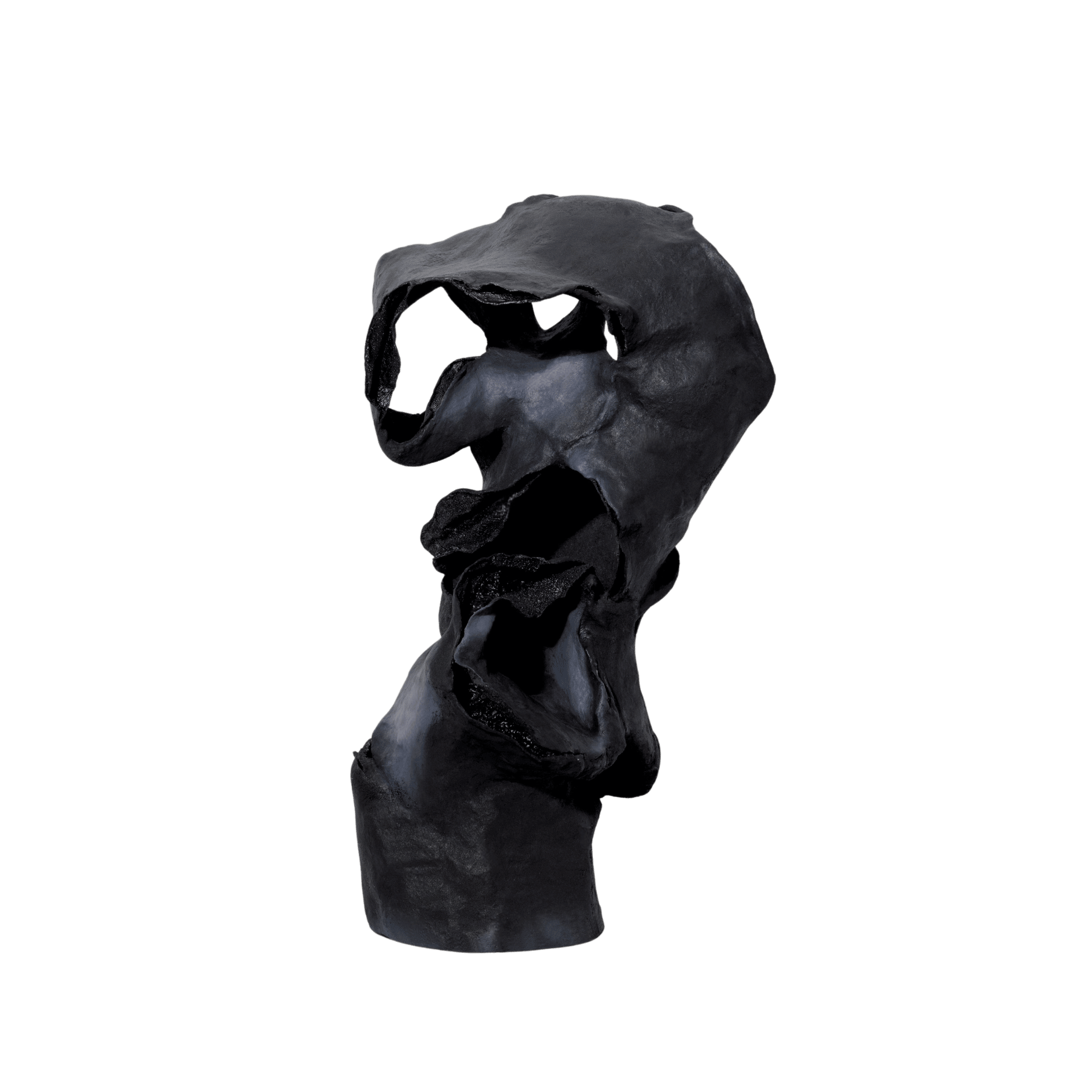 Suspended Series 021 sculpture by Liu Lijun in black Chinese lacquer with organic abstract form