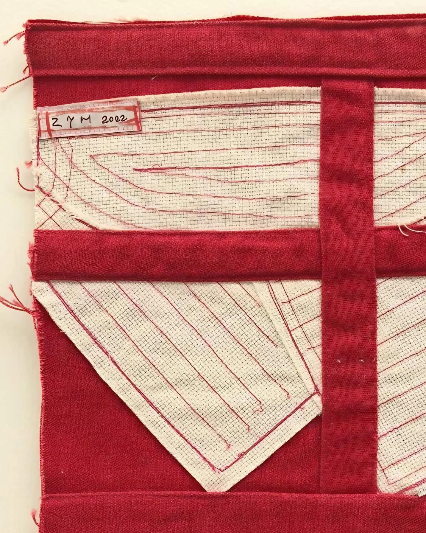 Unique fiber artwork by Zhang Yonghong, embroidered contemporary textile piece