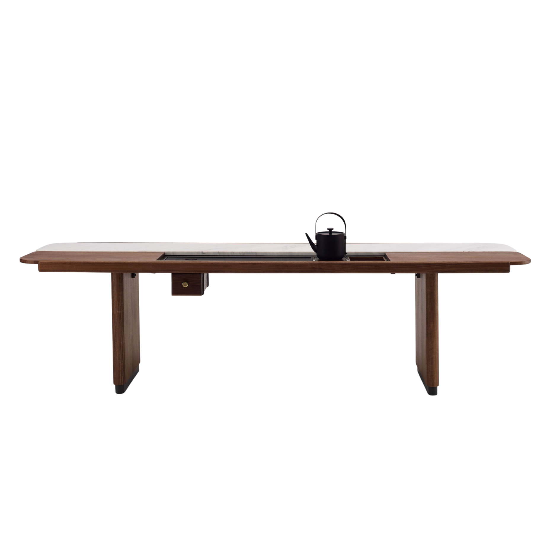 Zong Heng Tea Table by Maxmarko in solid wood with stone tea area.